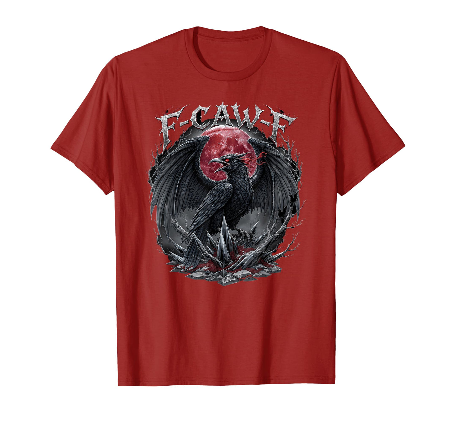 F-CAW-F Raven Blood Moon Gothic Dark Crow Adult Humor T-Shirt