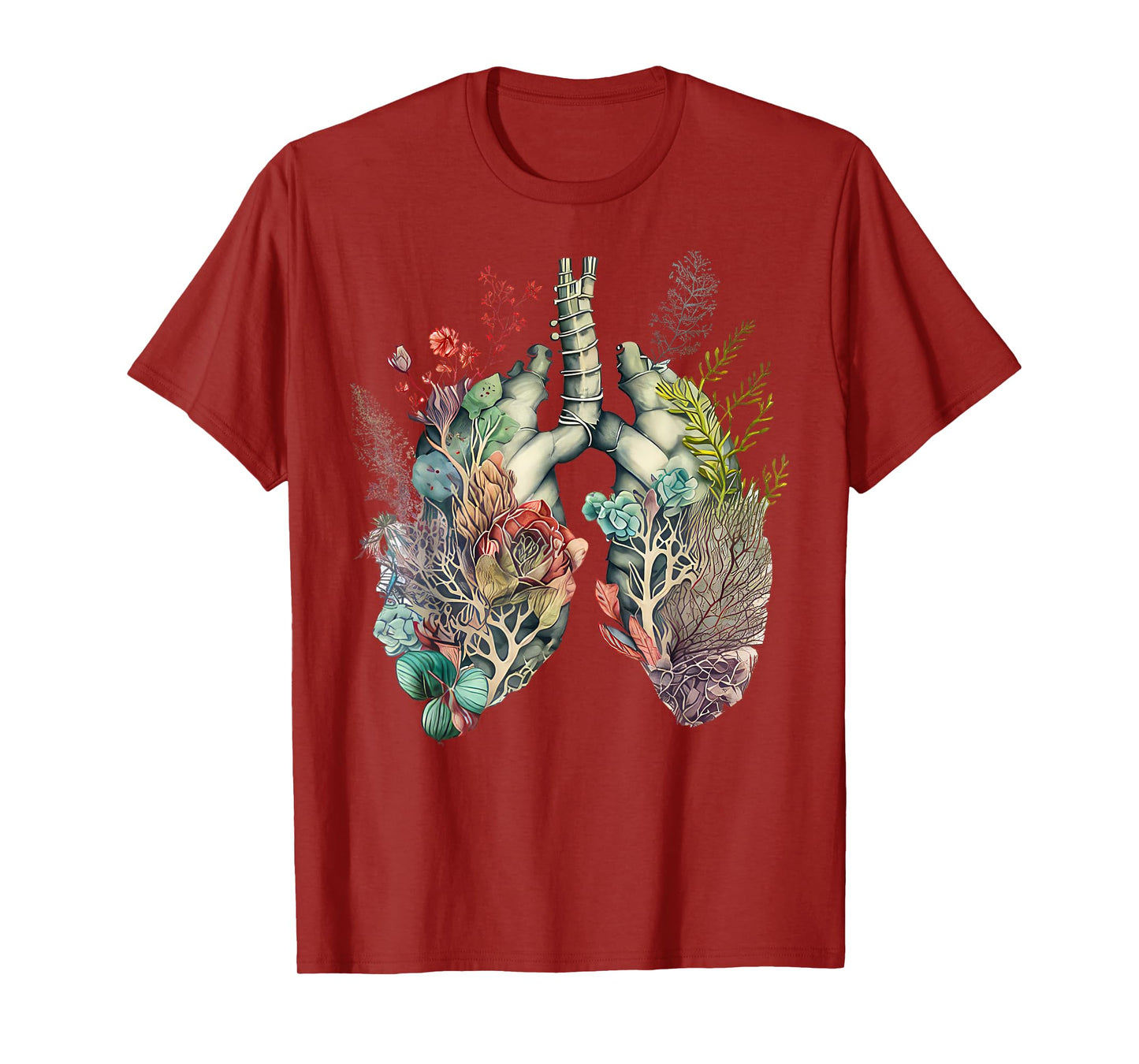 Anatomy Floral Lung RT Respiratory Therapy Pulmonologist T-Shirt