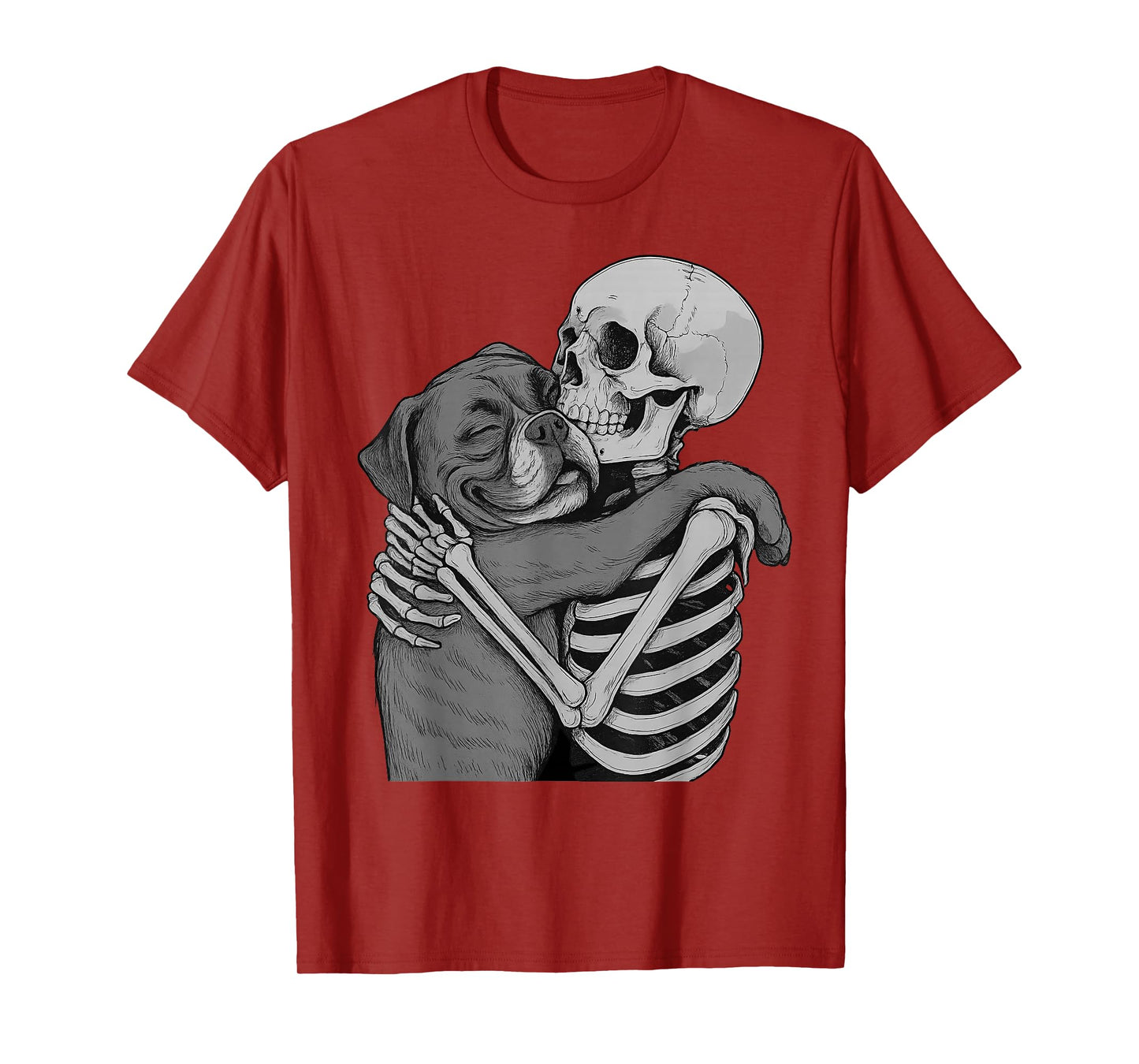 Boxer Dog Skeleton Hug Halloween Dog Lover T-Shirt