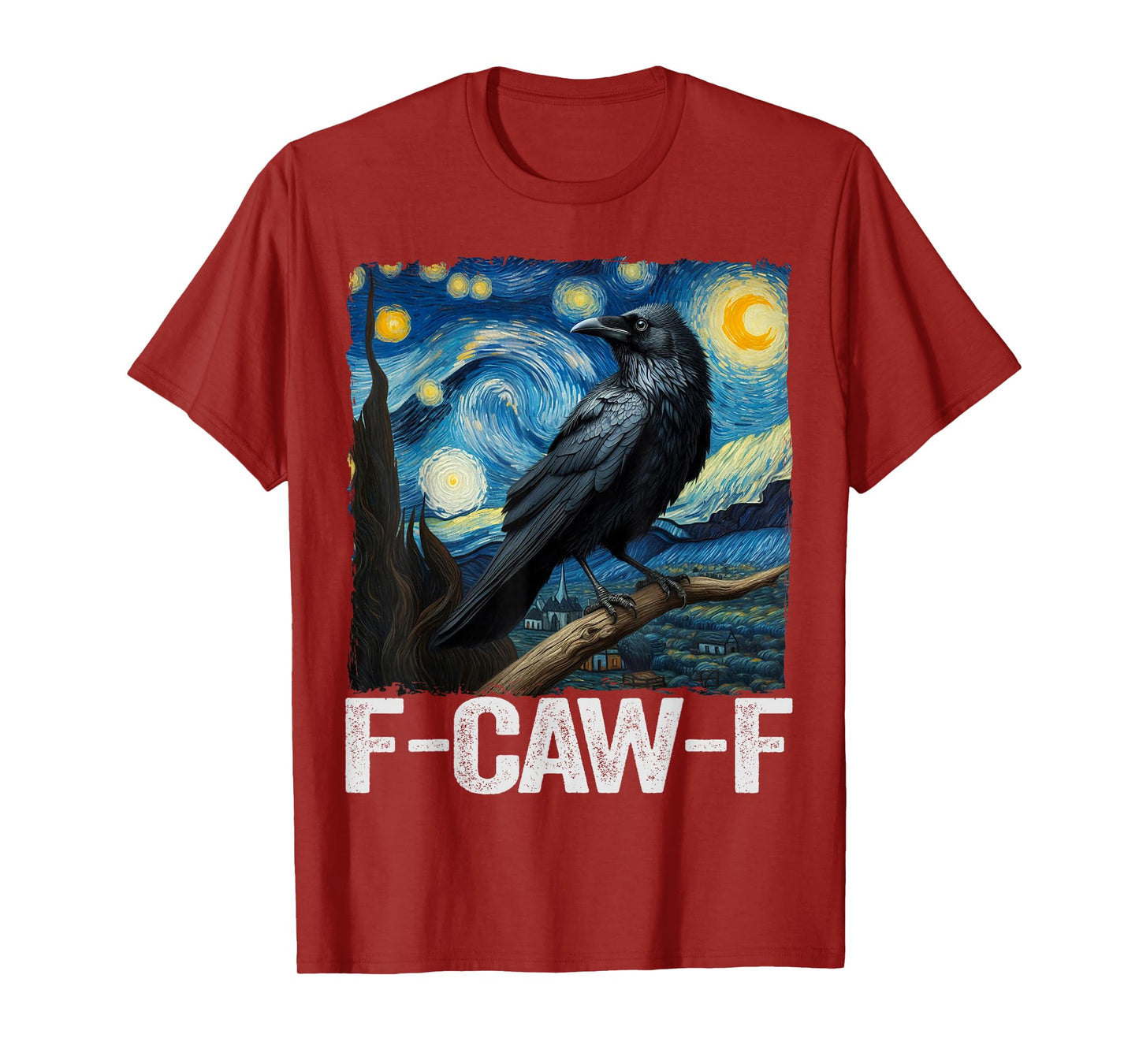Black Crow F-Caw-F Vincent Van Gogh Art Crow Starry Night T-Shirt