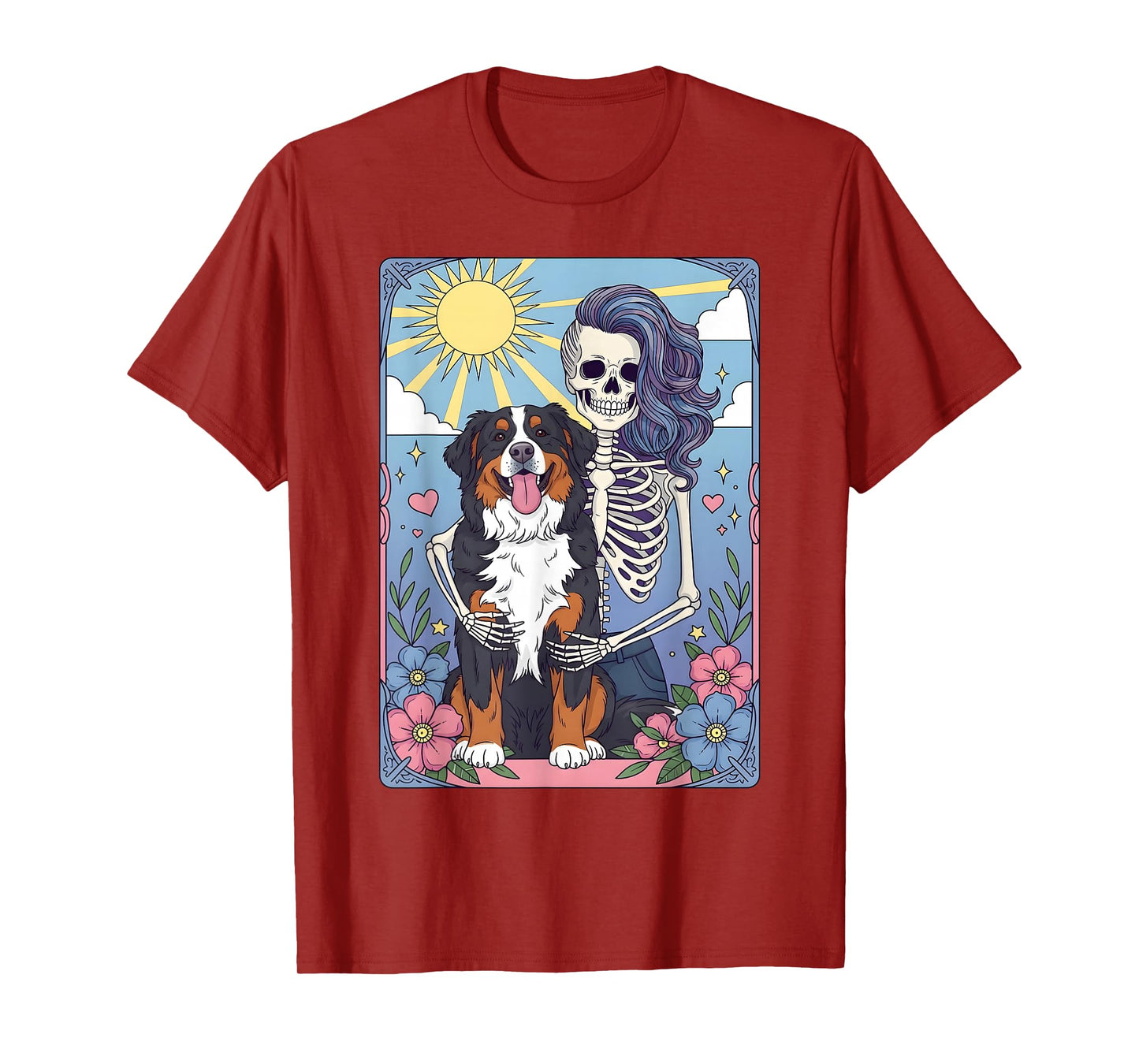 Bernese Mountain Tarot Card Halloween Costume Skeleton T-Shirt