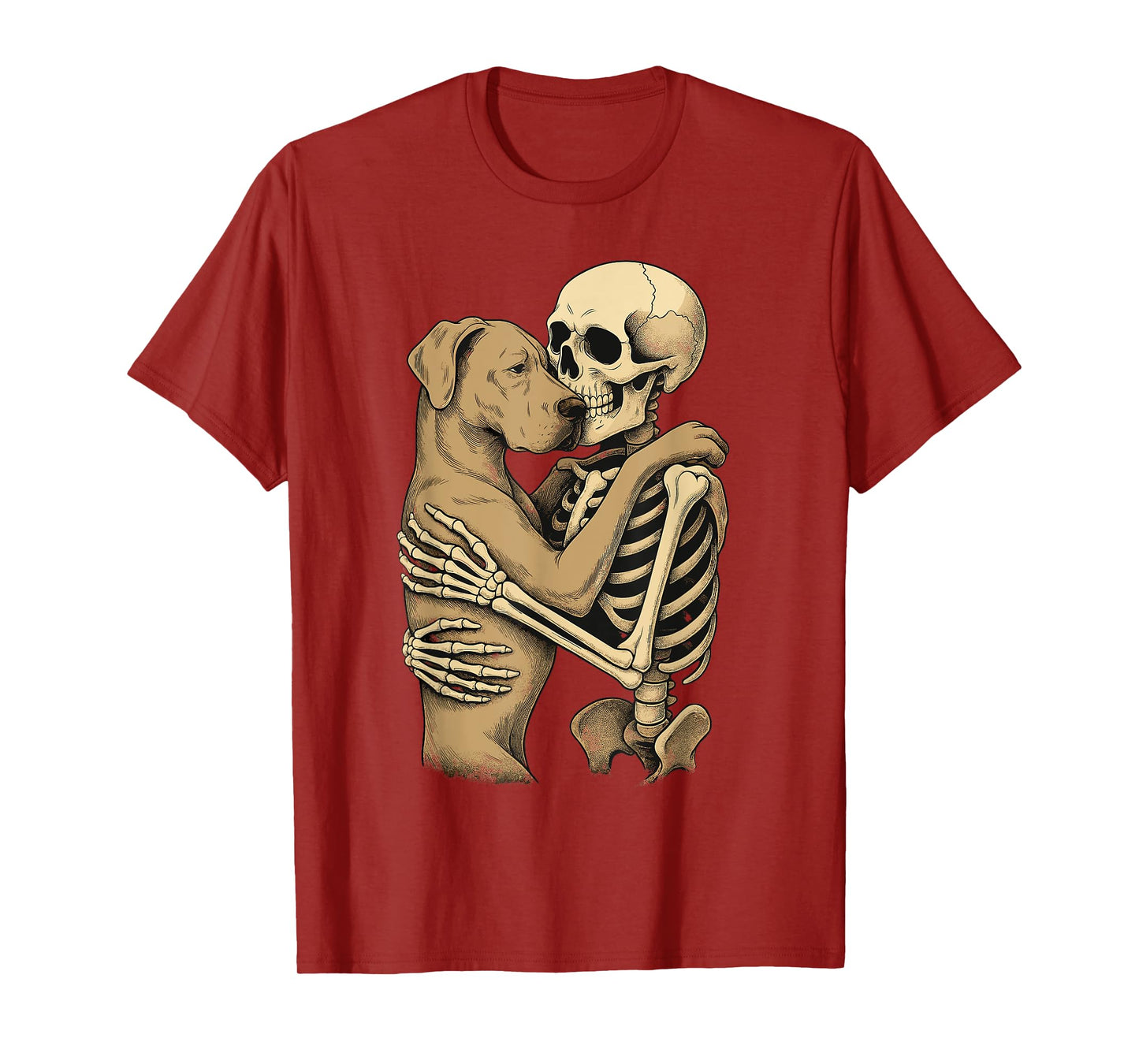 Skeleton Hugging Great Dane T-Shirt