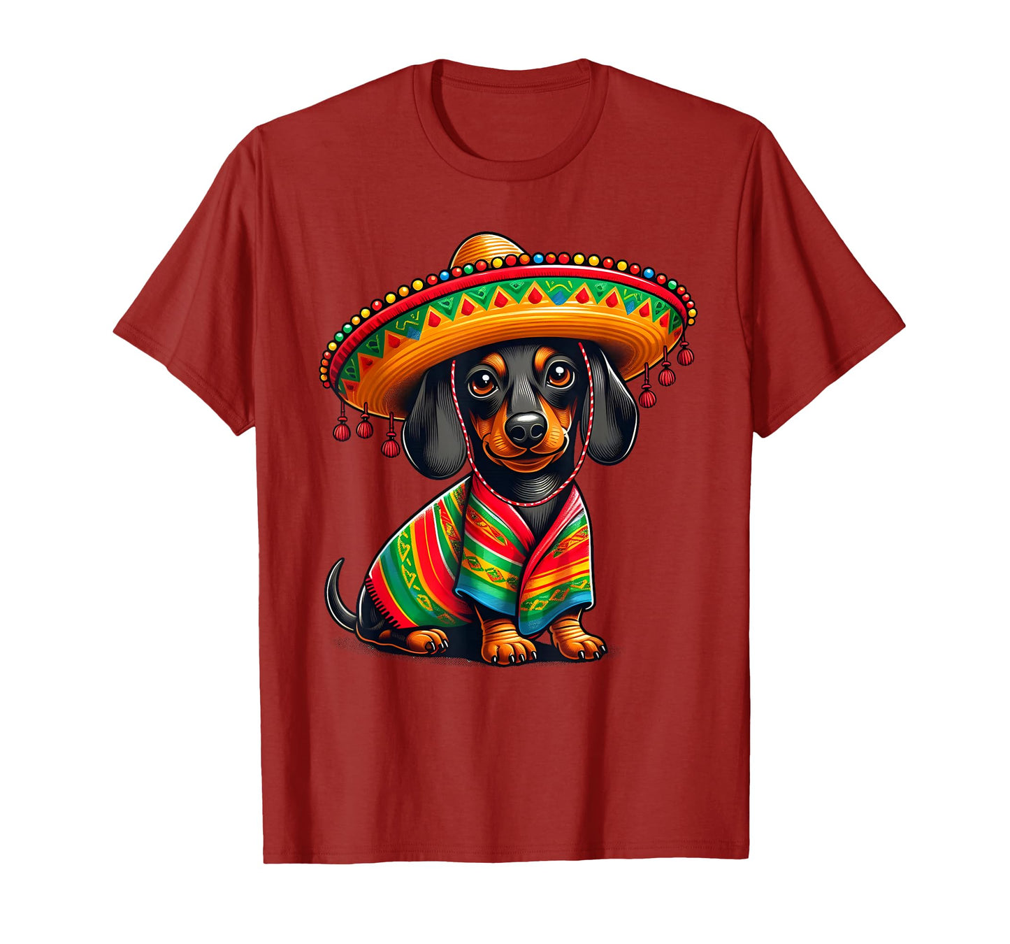 Funny Dachshund Cinco De Mayo Cute Mexican Dog Sombrero T-Shirt for Men Women Kids
