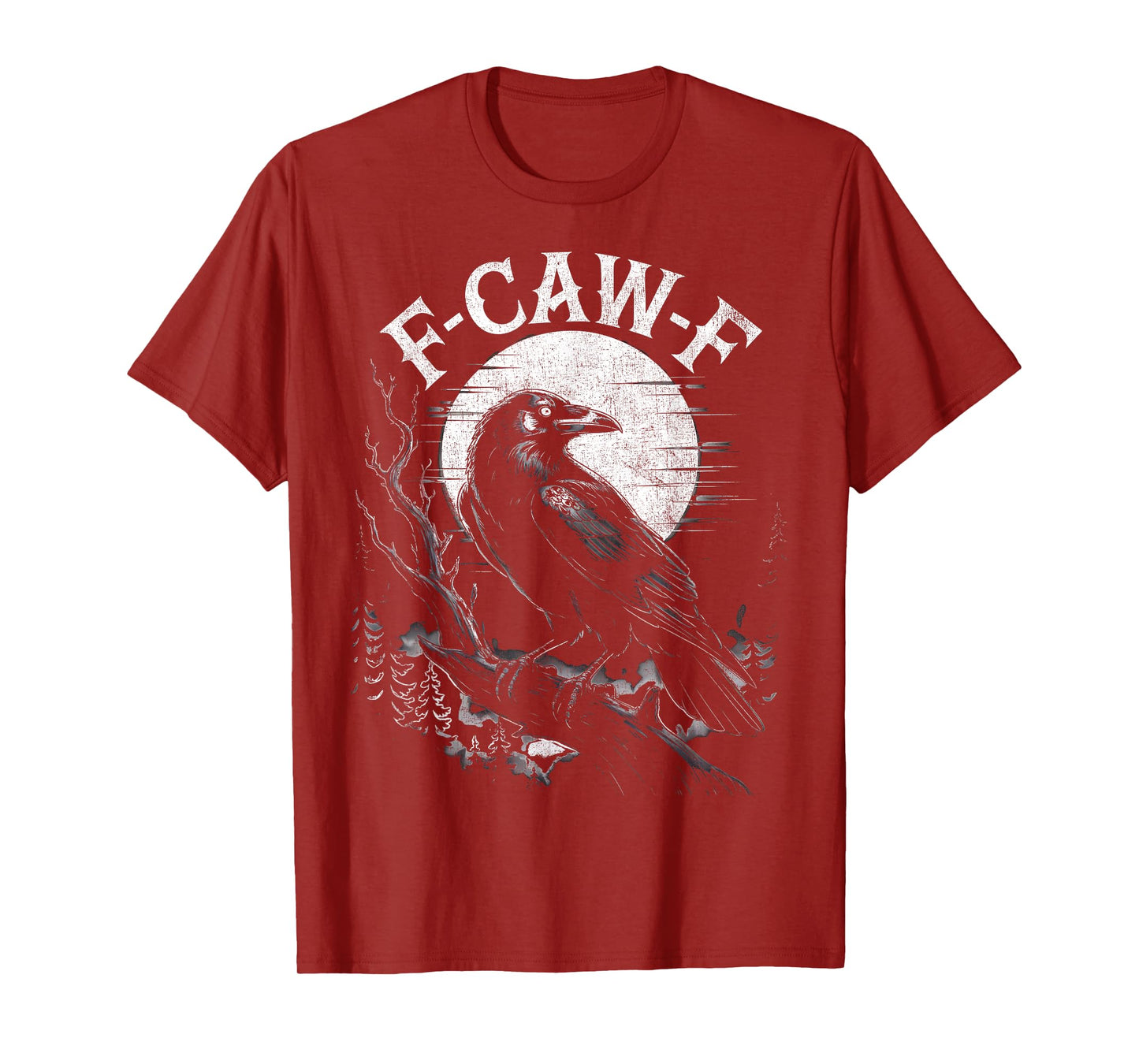 Black Crow Moon F-Caw-F Funny Bird Gothic Retro Humor T-Shirt