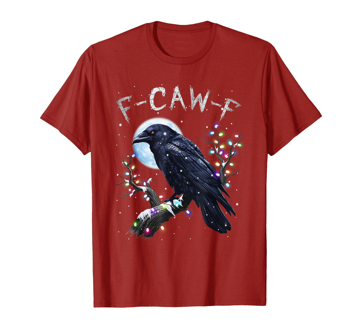 Funny Black Crow F-Caw-F Bird Moon Christmas Humor Adult T-Shirt
