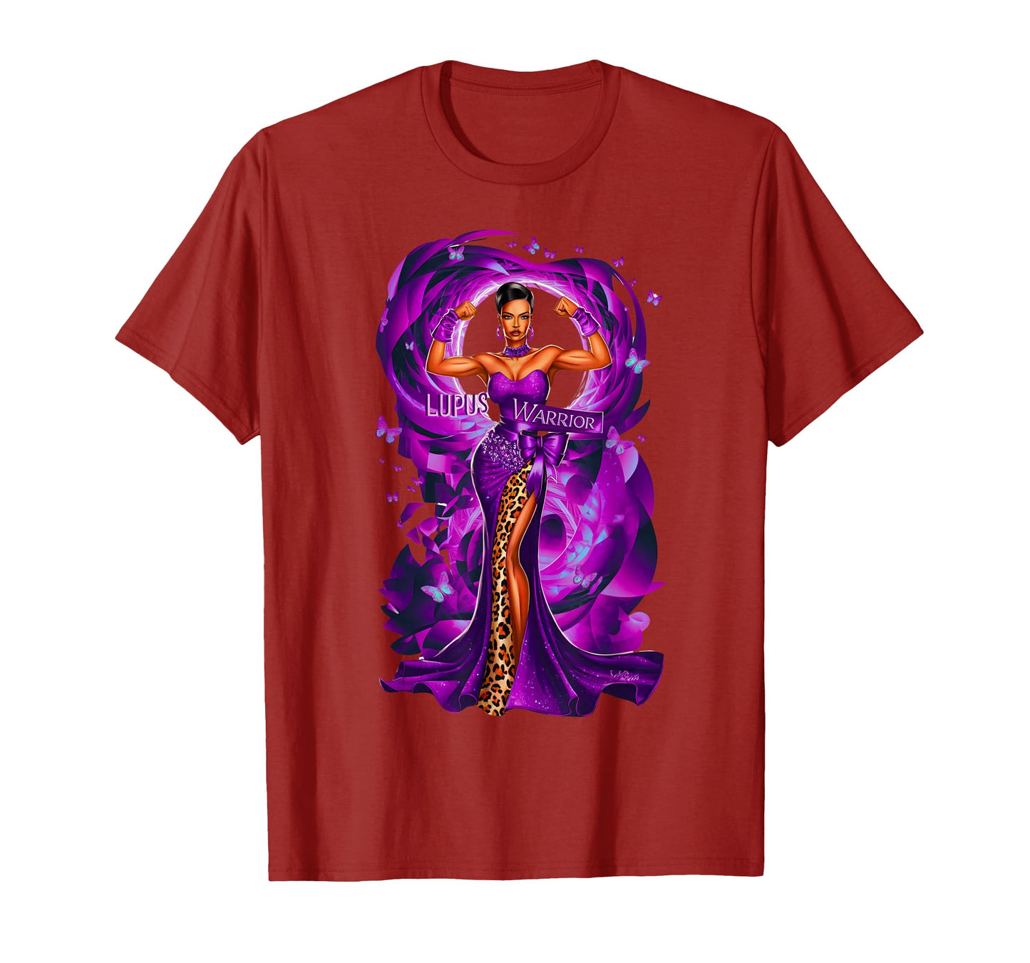 African American Black Woman Lupus Warrior Purple Ribbon Mom T-Shirt