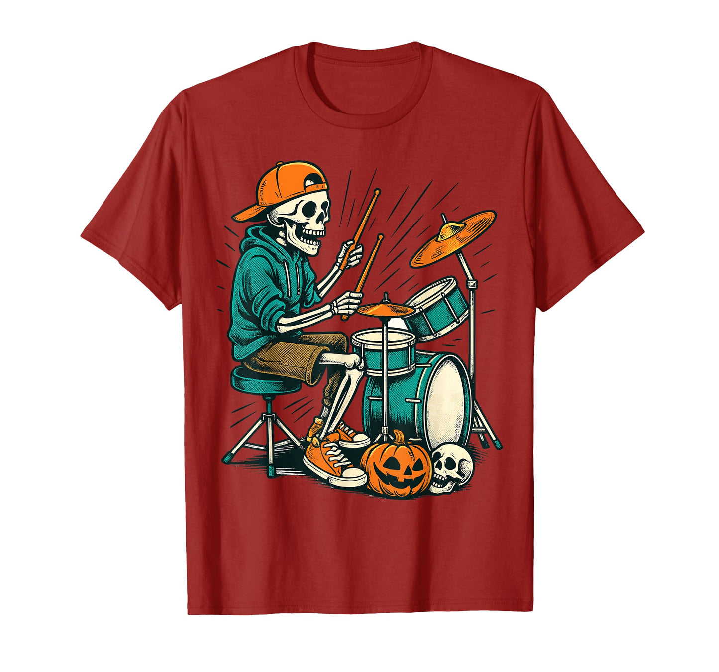 Skeleton Drummer Halloween Costume Music Shirt T-Shirt