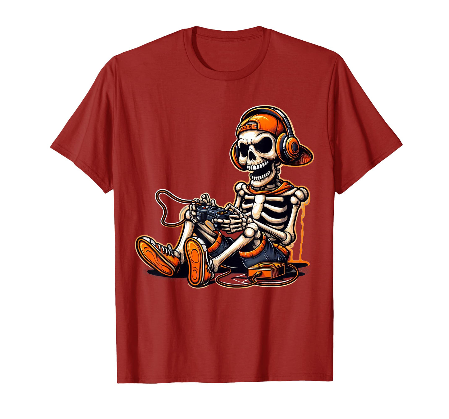 Funny Halloween Skeleton Gamer Video Gaming Boys Men Kids T-Shirt