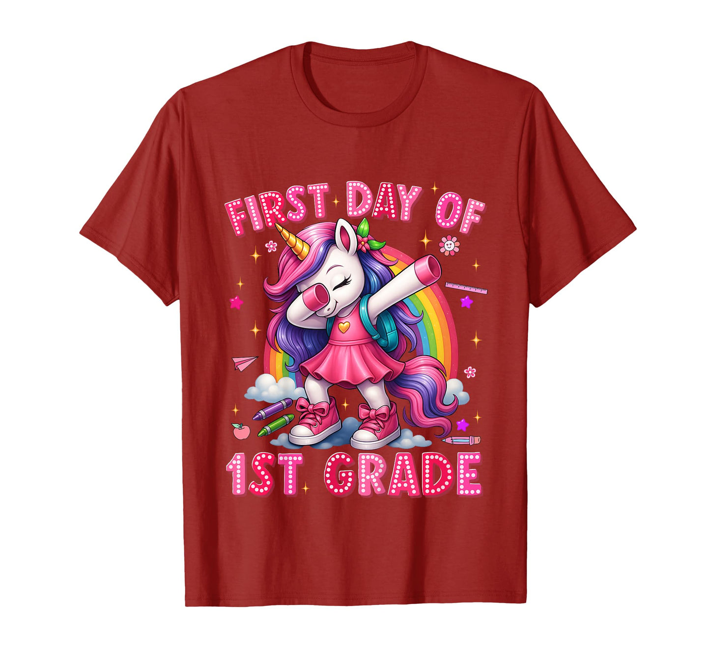First Day Of 1st Grade Unicorn Back To School Girls Outfits T-Shirt