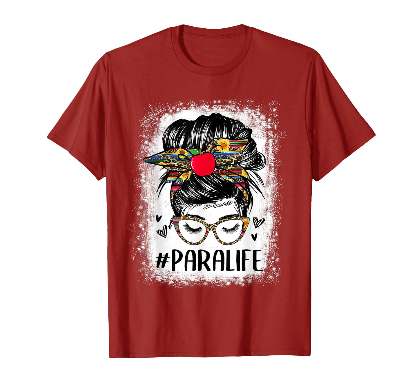 Bleached Teacher Para Life Paraprofessional Cute Messy Bun T-Shirt for Men Women Girls Kids