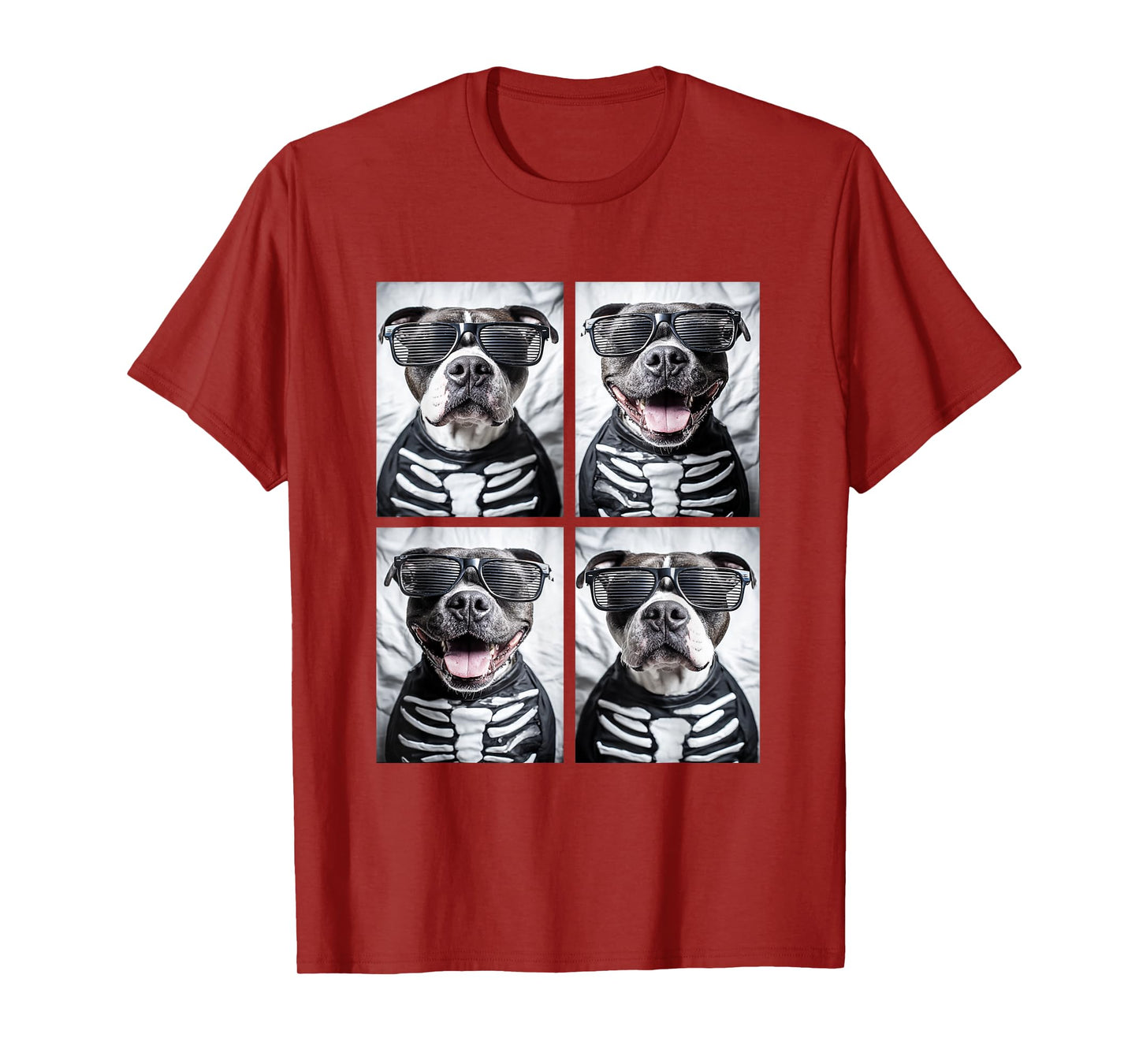 Pit Bulls Terrier with Sunglasses Halloween Skeleton Costume T-Shirt