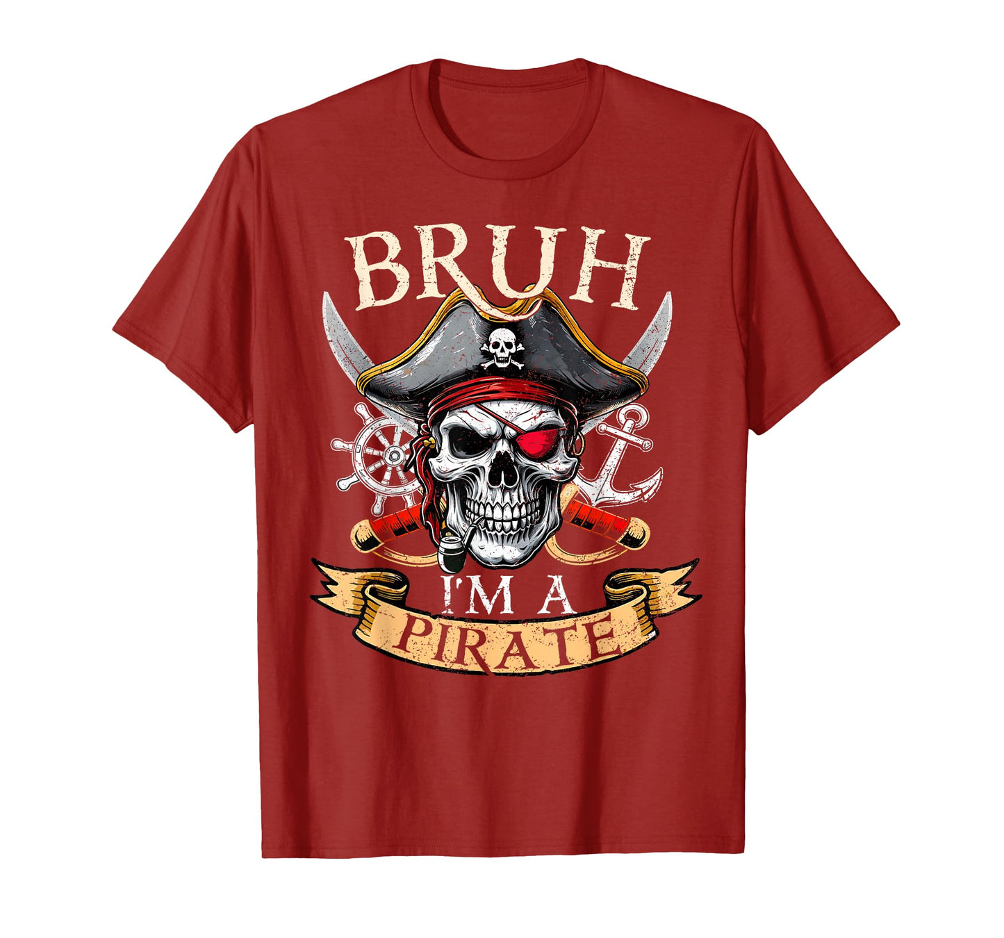 Funny Halloween Bruh I'm A Pirate Skull Costume Kids Boy Men T-Shirt