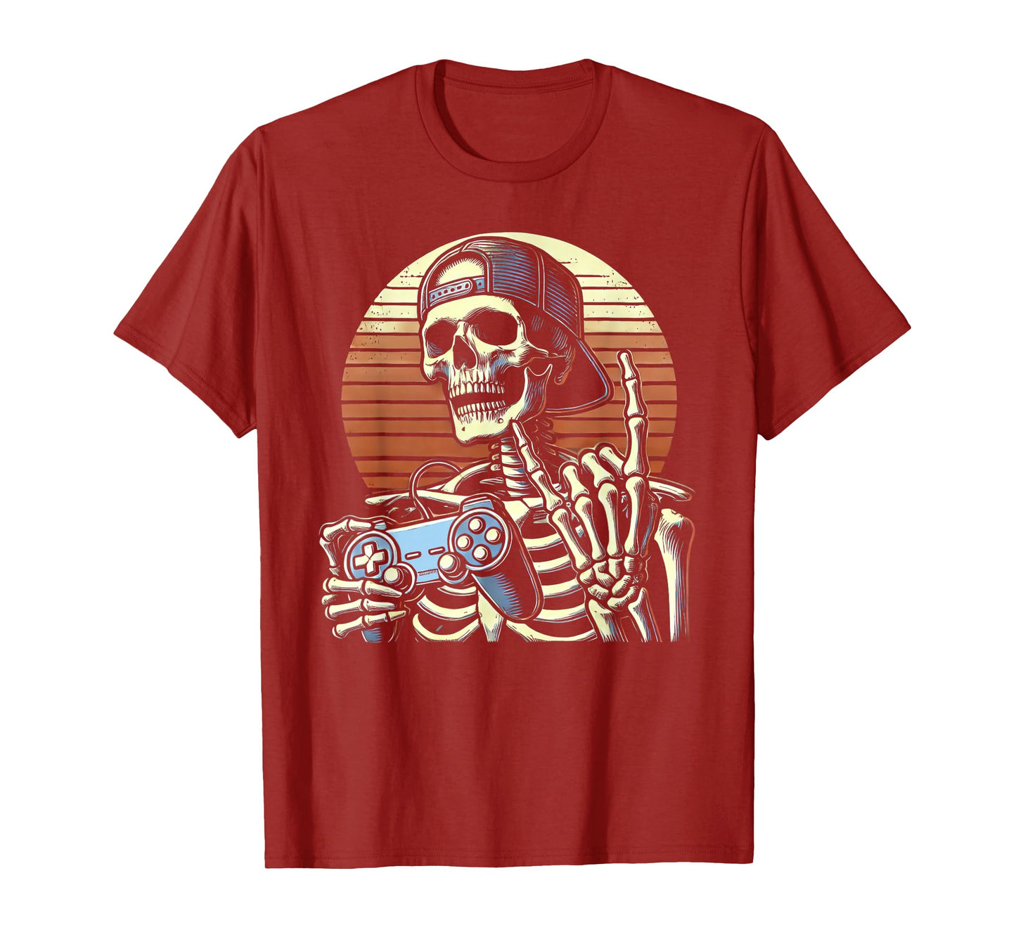 Halloween Skeleton Gaming Video Game Gamer Boy Teen Men T-Shirt