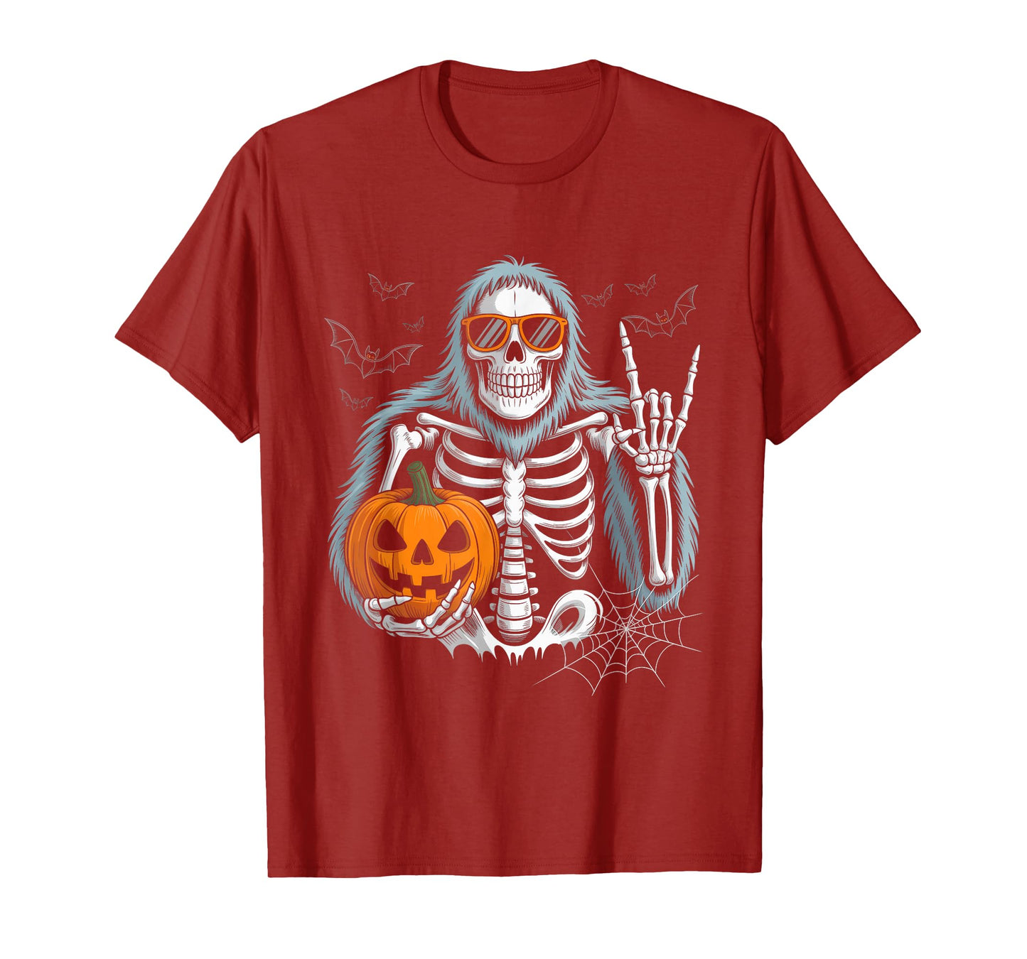 Spooky Bigfoot Jack O Lantern Skeleton Halloween Boys Mens T-Shirt