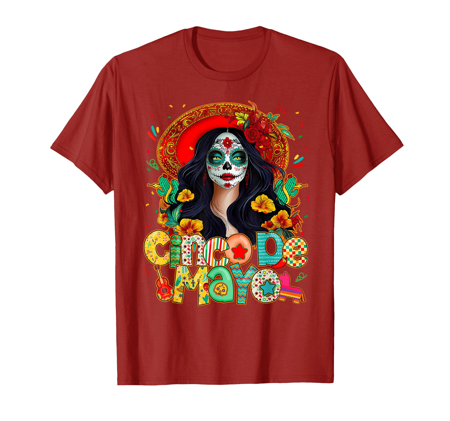 Cinco De Mayo Women Mexican Fiesta 5 De Mayo Sugar Skull T-Shirt