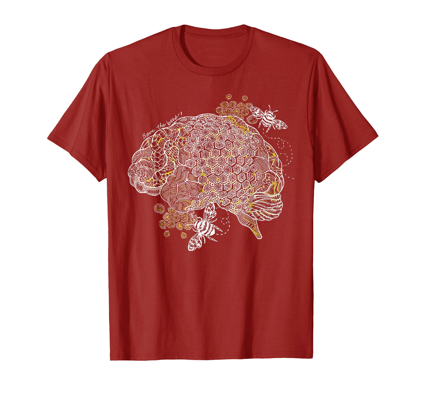 Vintage Bees Anatomical Brain Neuro Nurse Mental Health T-Shirt
