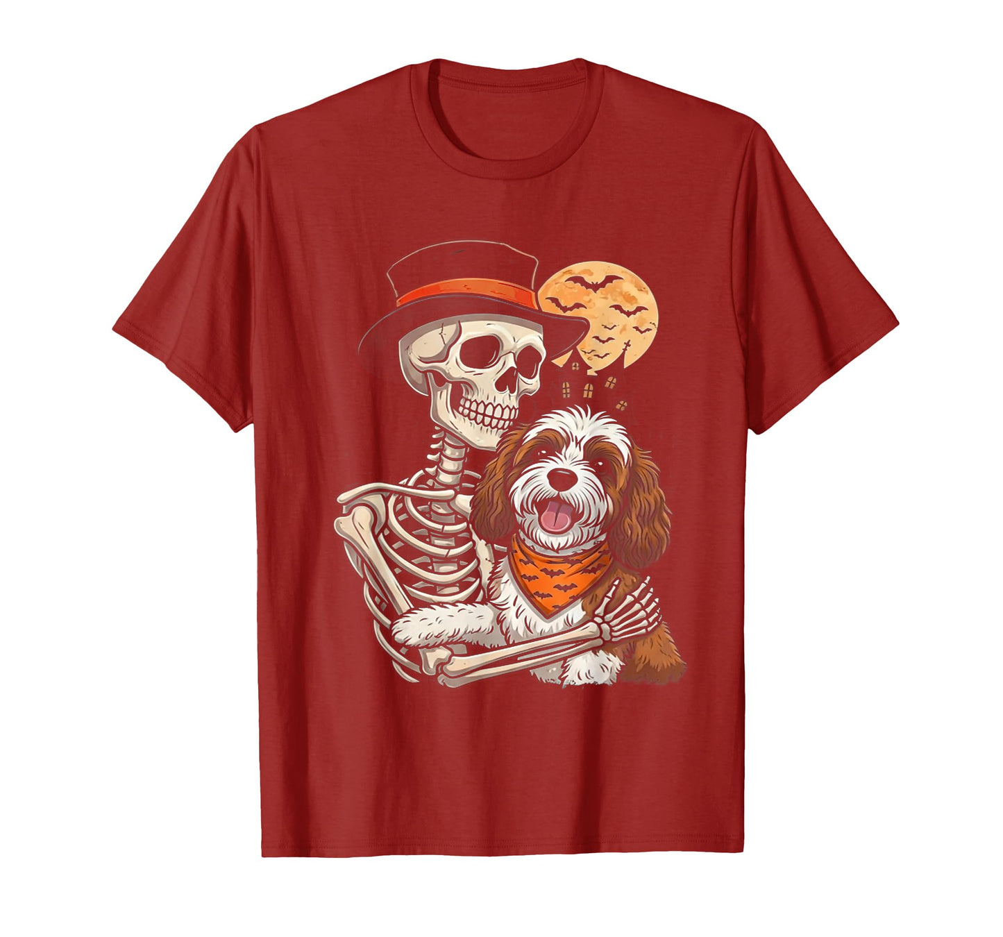 Skeleton Hugging Cavapoo Cockapoo Halloween Lover Mom Dad T-Shirt