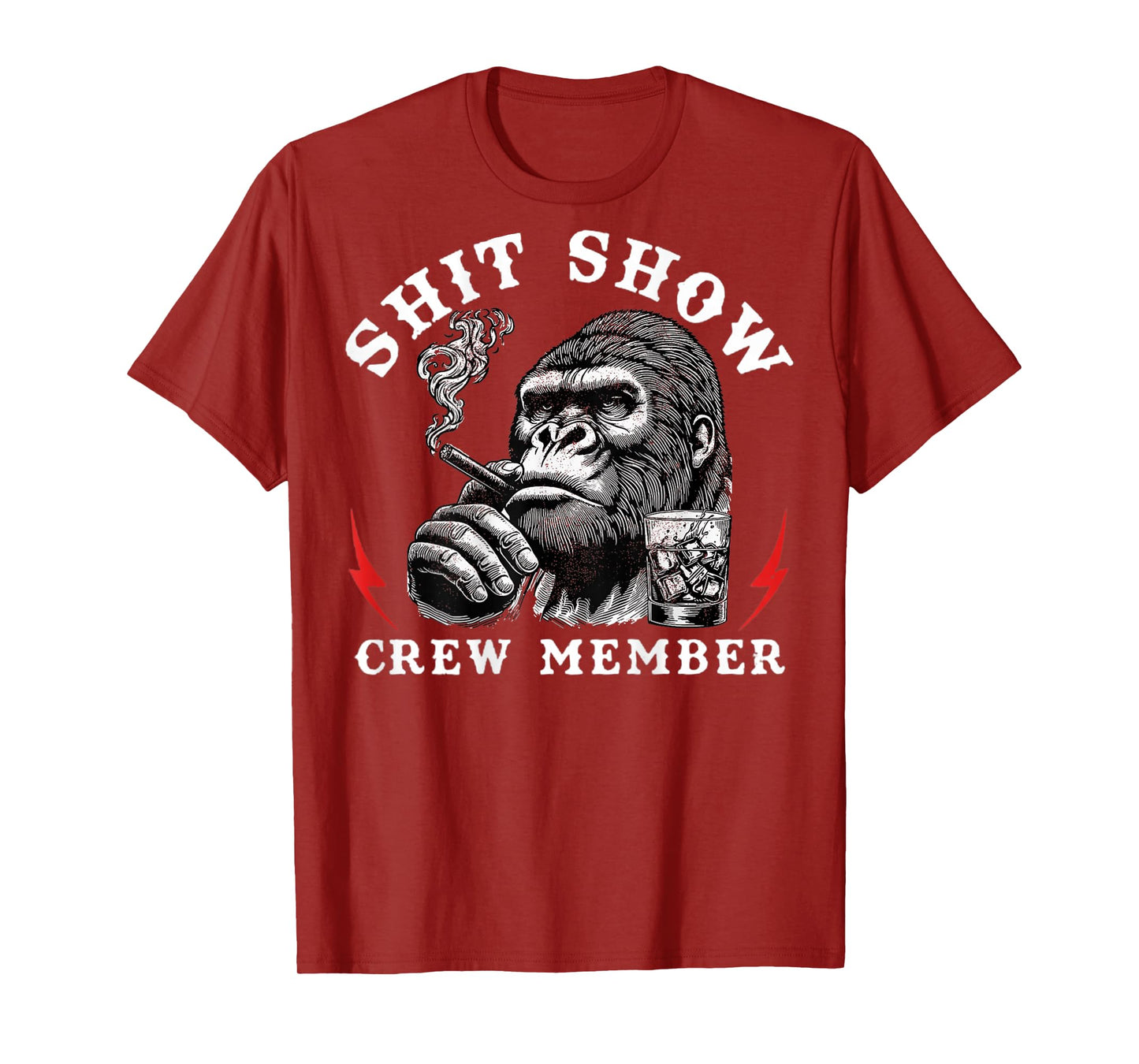 S.h.i.t Show Crew Member Funny Monkey (On Back) T-Shirt