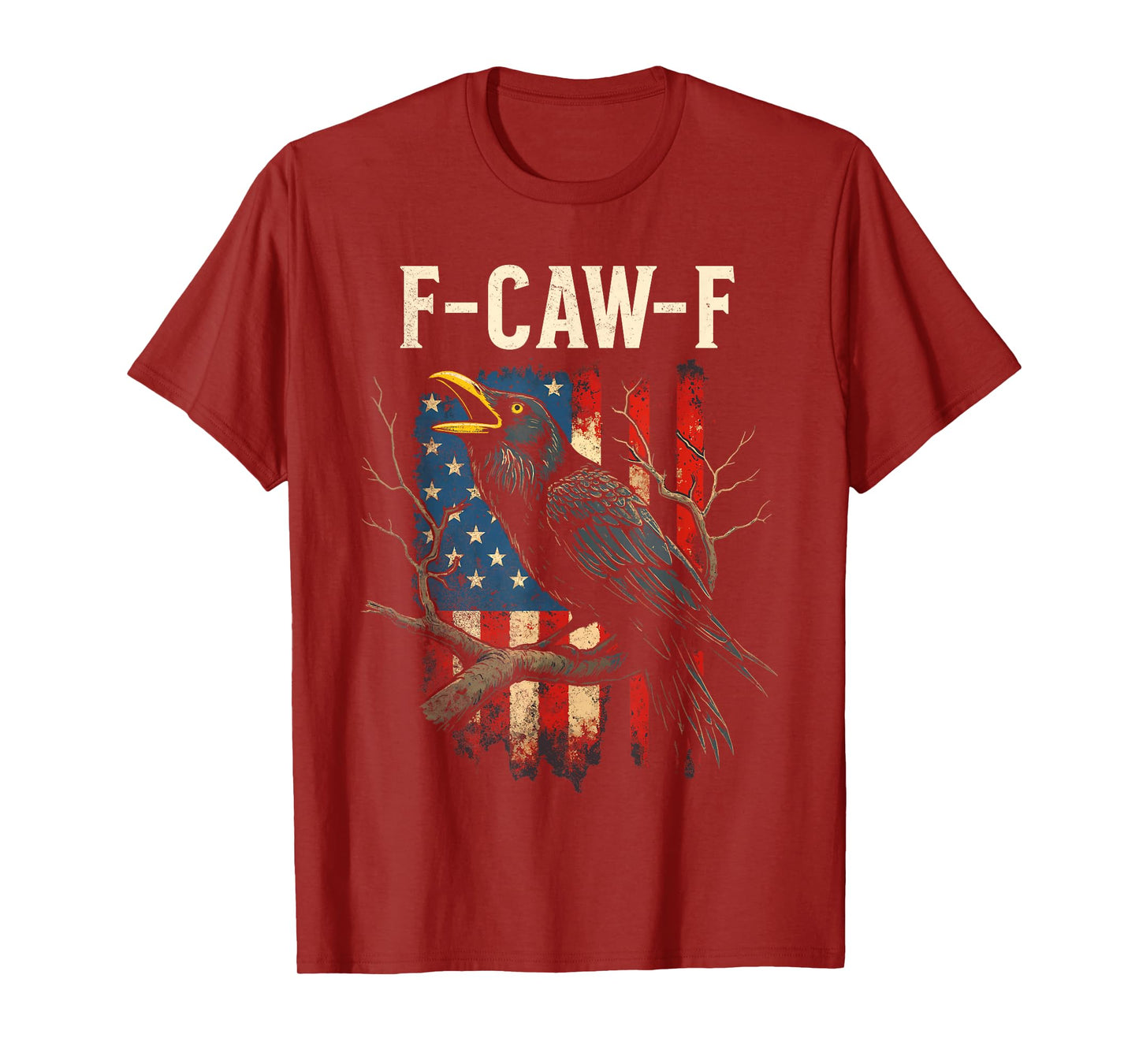 F Caw F American Flag Crow T-Shirt