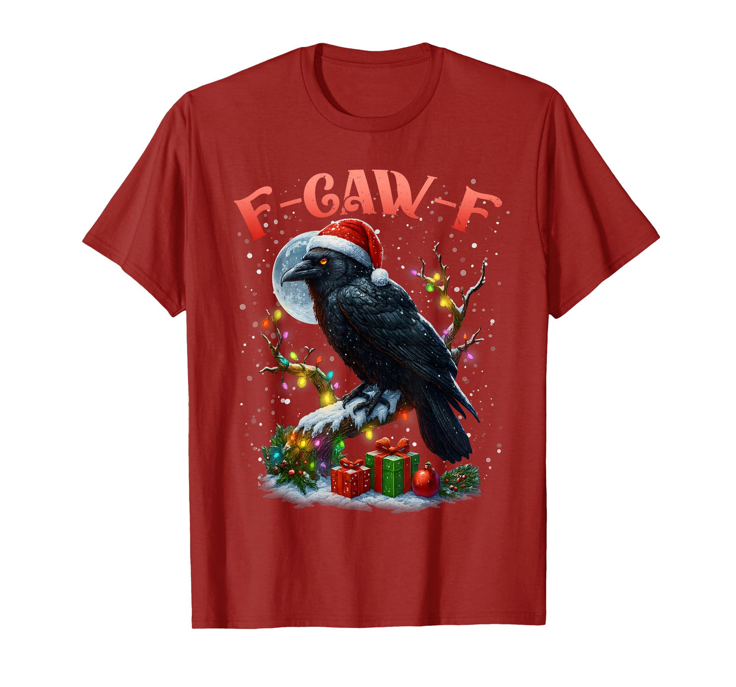 Merry F-Caw-F Funny Christmas Black Crow Merry Xmas F-Caw-F T-Shirt