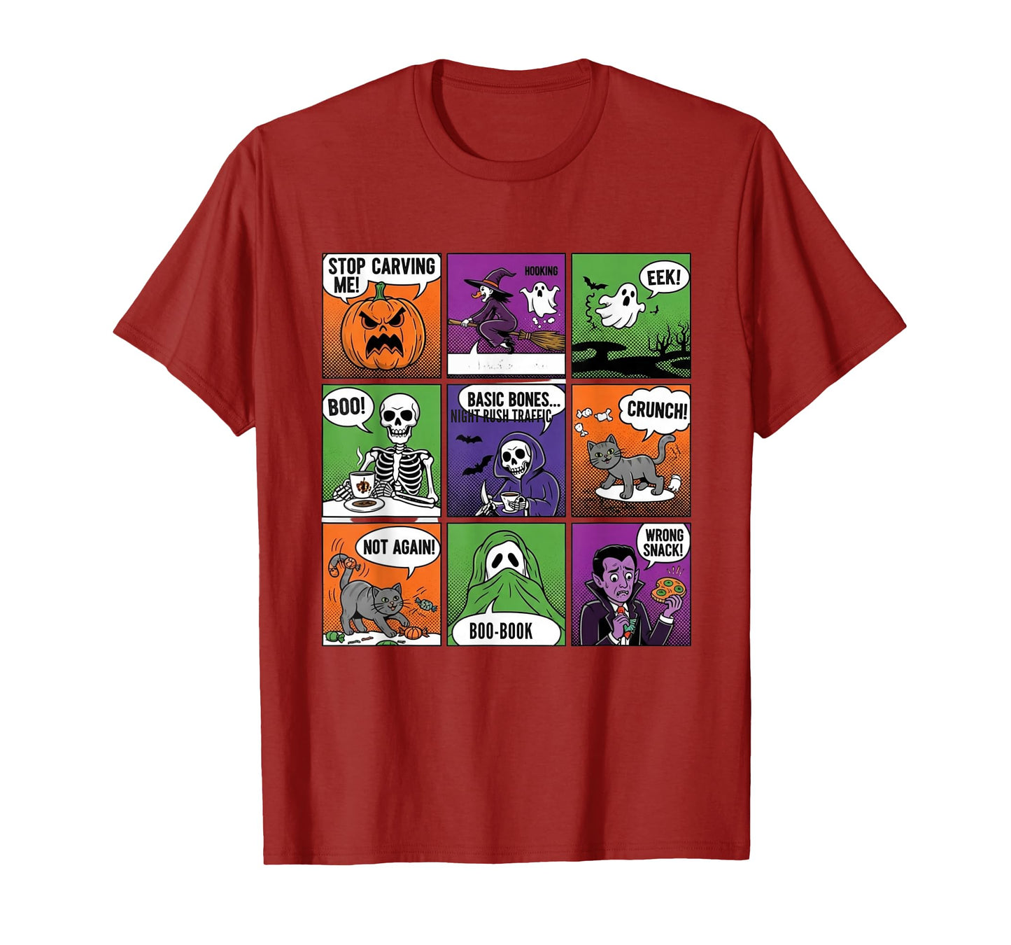 Halloween Skeleton Humor Comic Panels T-Shirt