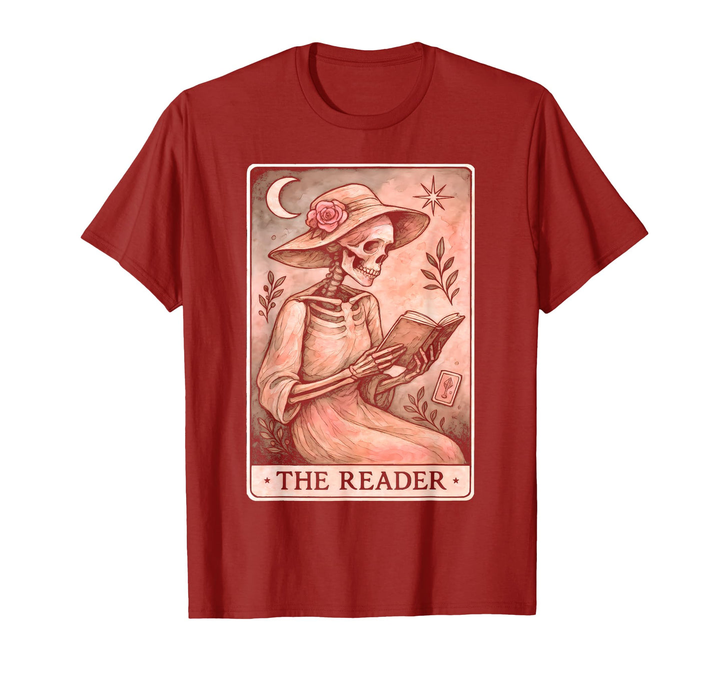 Skeleton Reader Shirt Tarot Card Skeleton Woman Book Lover T-Shirt