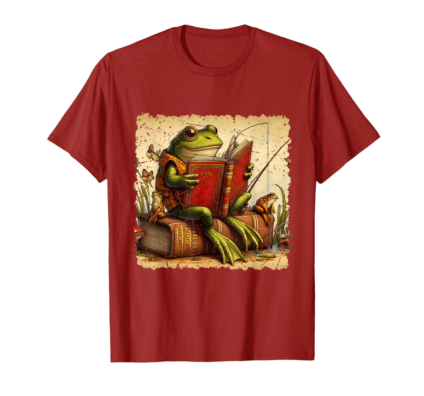 Frog & Toad Fishing Vintage Classic Book Frog Reading Book T-Shirt