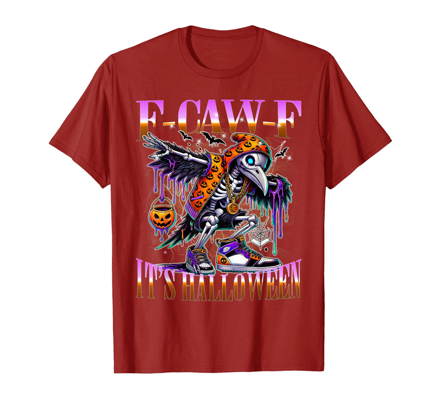 F-Caw-F Raven Skeleton Halloween Urban Graffiti T-Shirt