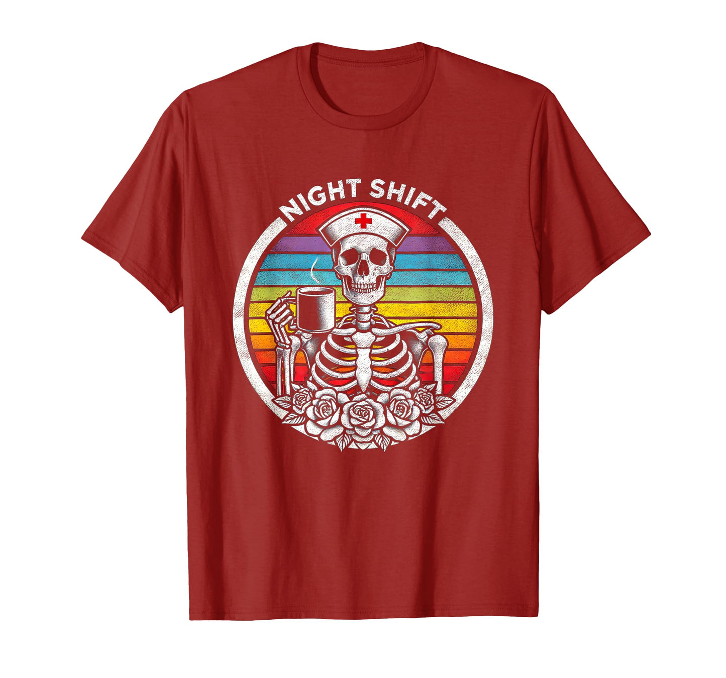Funny Night Shift Nurse Skeleton Women Halloween RN Nursing T-Shirt