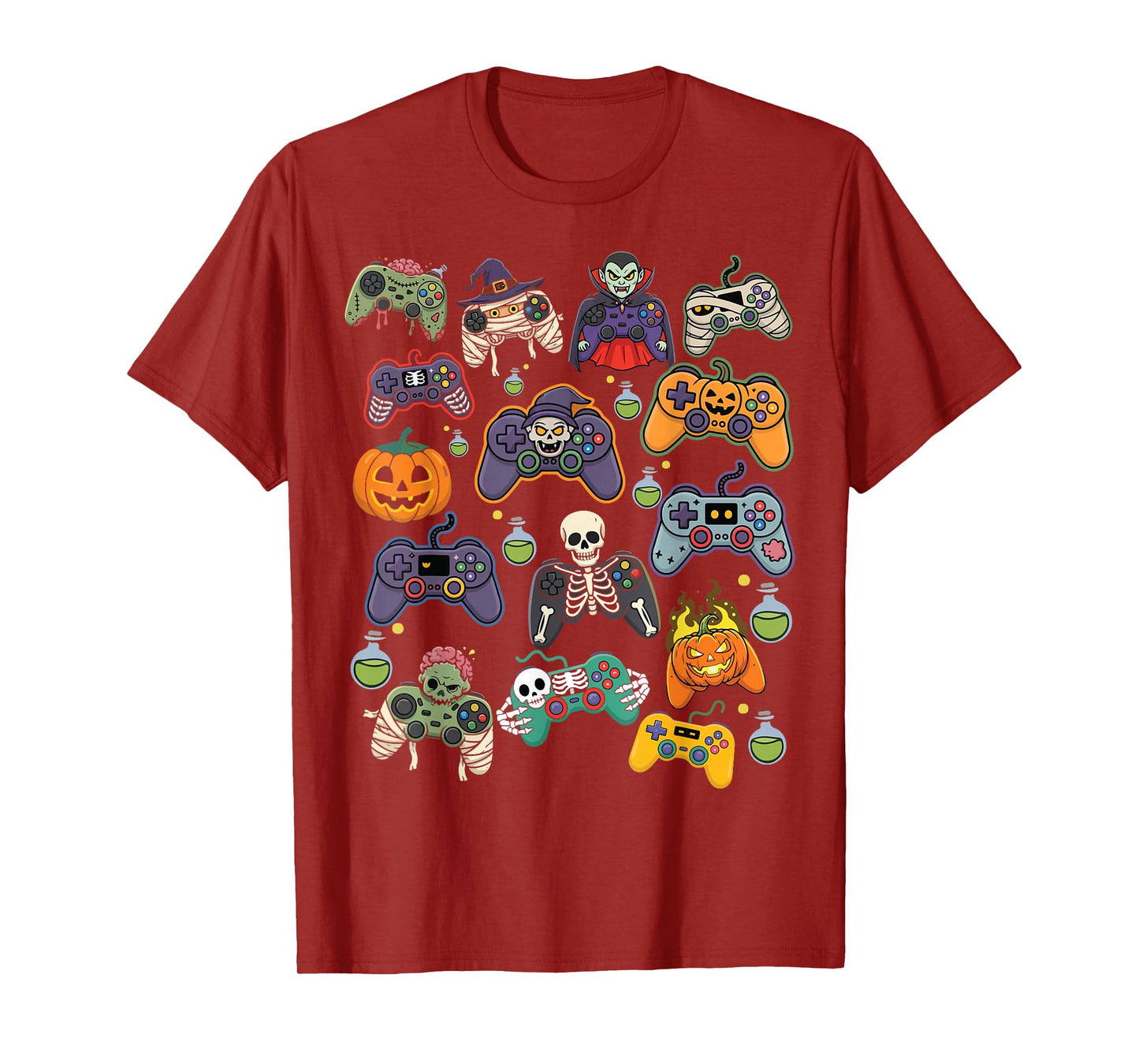 Halloween Skeleton Zombie Gaming Controllers Mummy Boys Kids T-Shirt