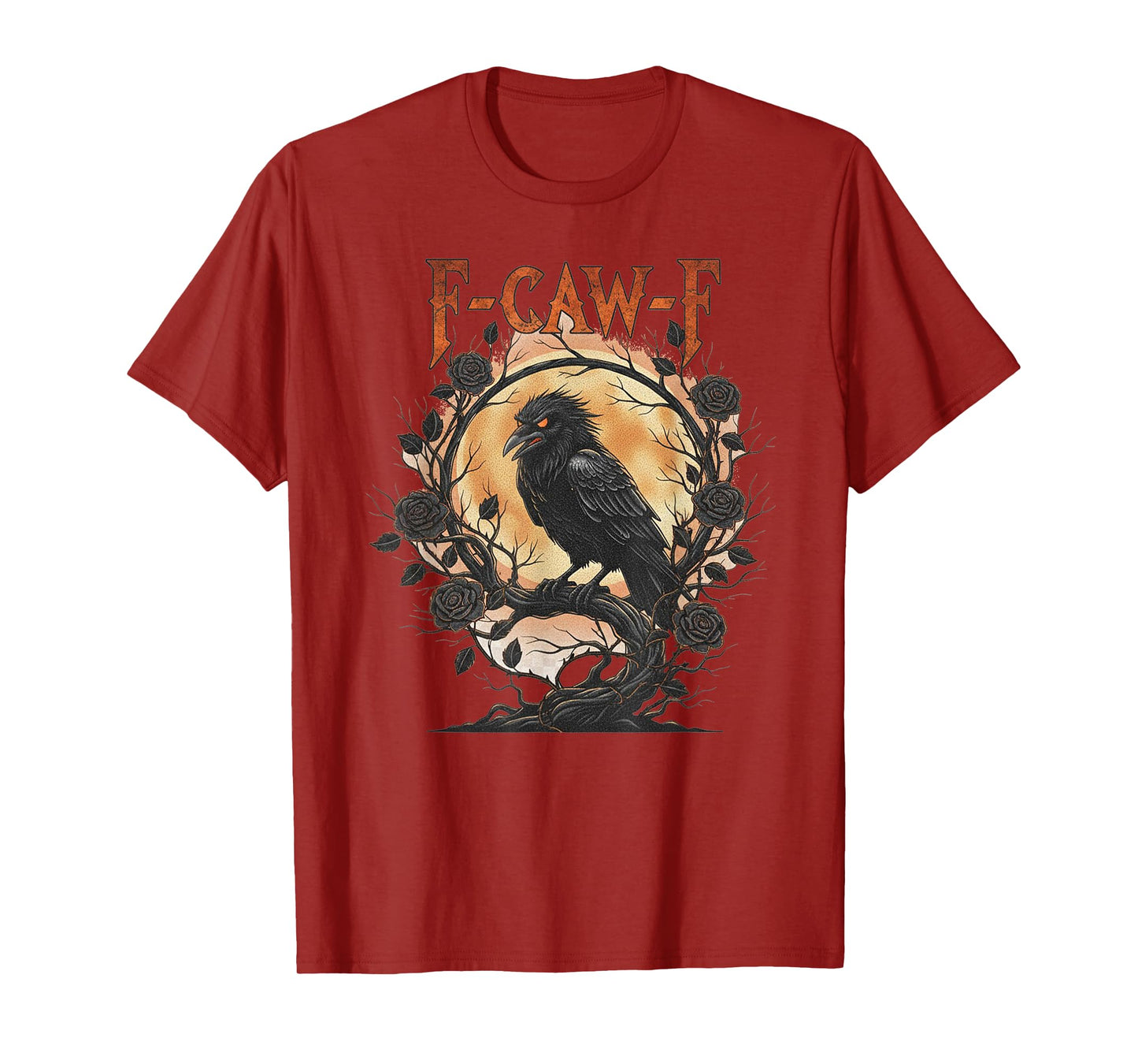Angry Black Crow, F-Caw-F Funny Black Bird Moon Gothic T-Shirt