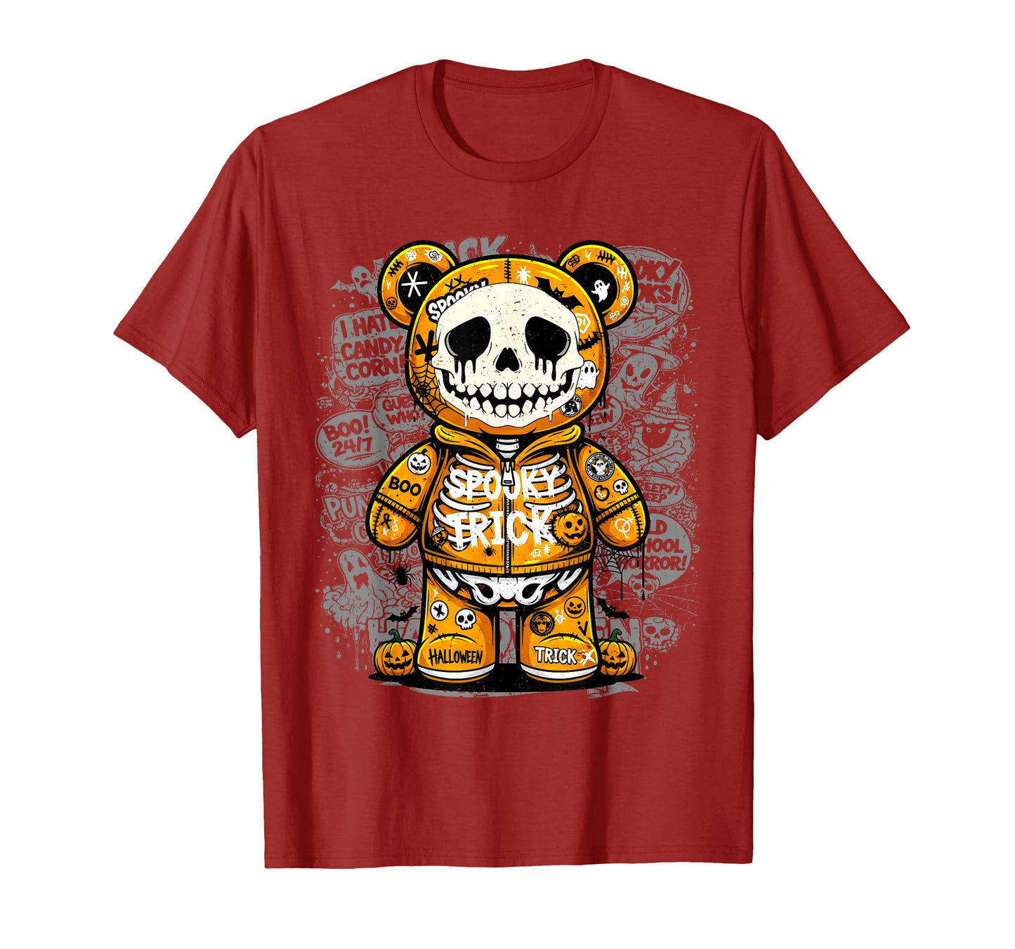 Spooky Skeleton Bear Halloween Graffiti Art for Boys and Kid T-Shirt