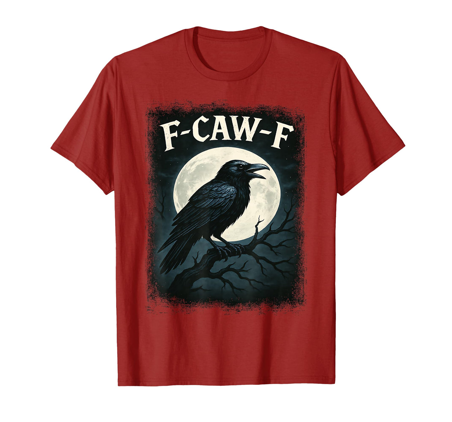 F-CAW-F Black Crow Full Moon Funny Gothic Dark Humor T-Shirt