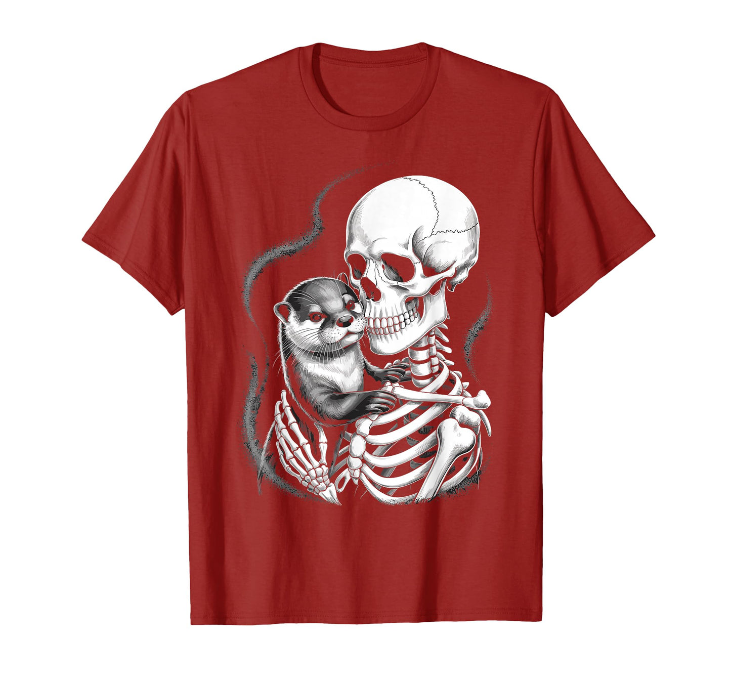 Skeleton Hugging Otter Lover Spooky Season Halloween T-Shirt