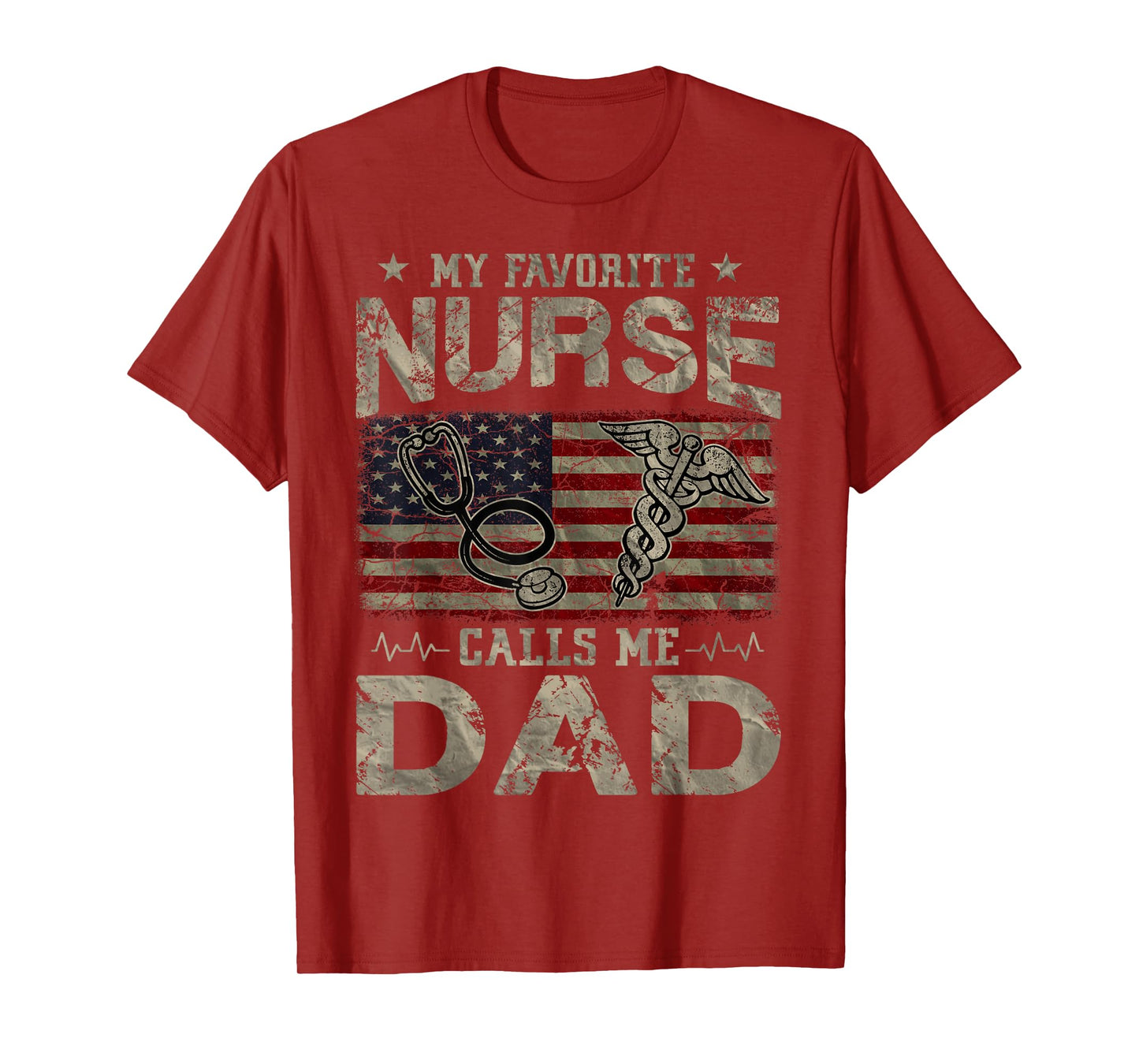 My Favorite Nurse Calls Me Dad American Flag Vintage T-Shirt