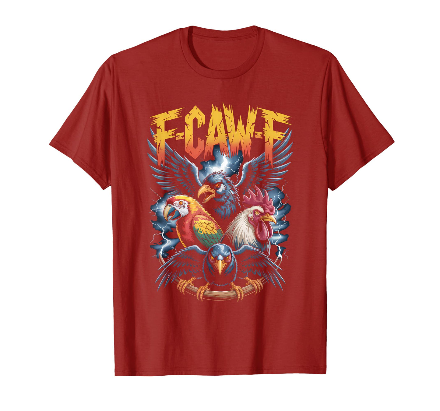 F-CAW-F Funny Gothic Bird Parrot, Crow, Rooster Sound Meme T-Shirt