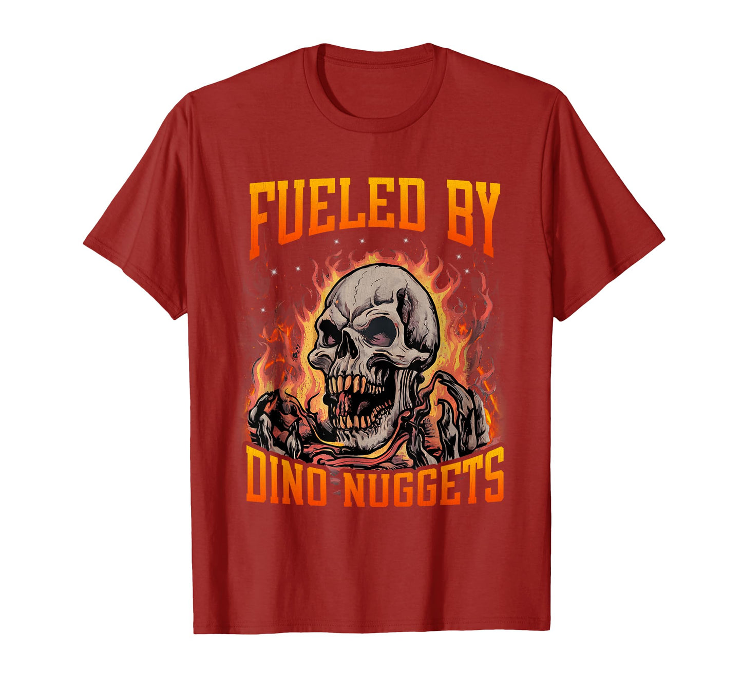 Fueled by Dino Nuggets Funny Hard Skeleton Meme Bootleg T-Shirt