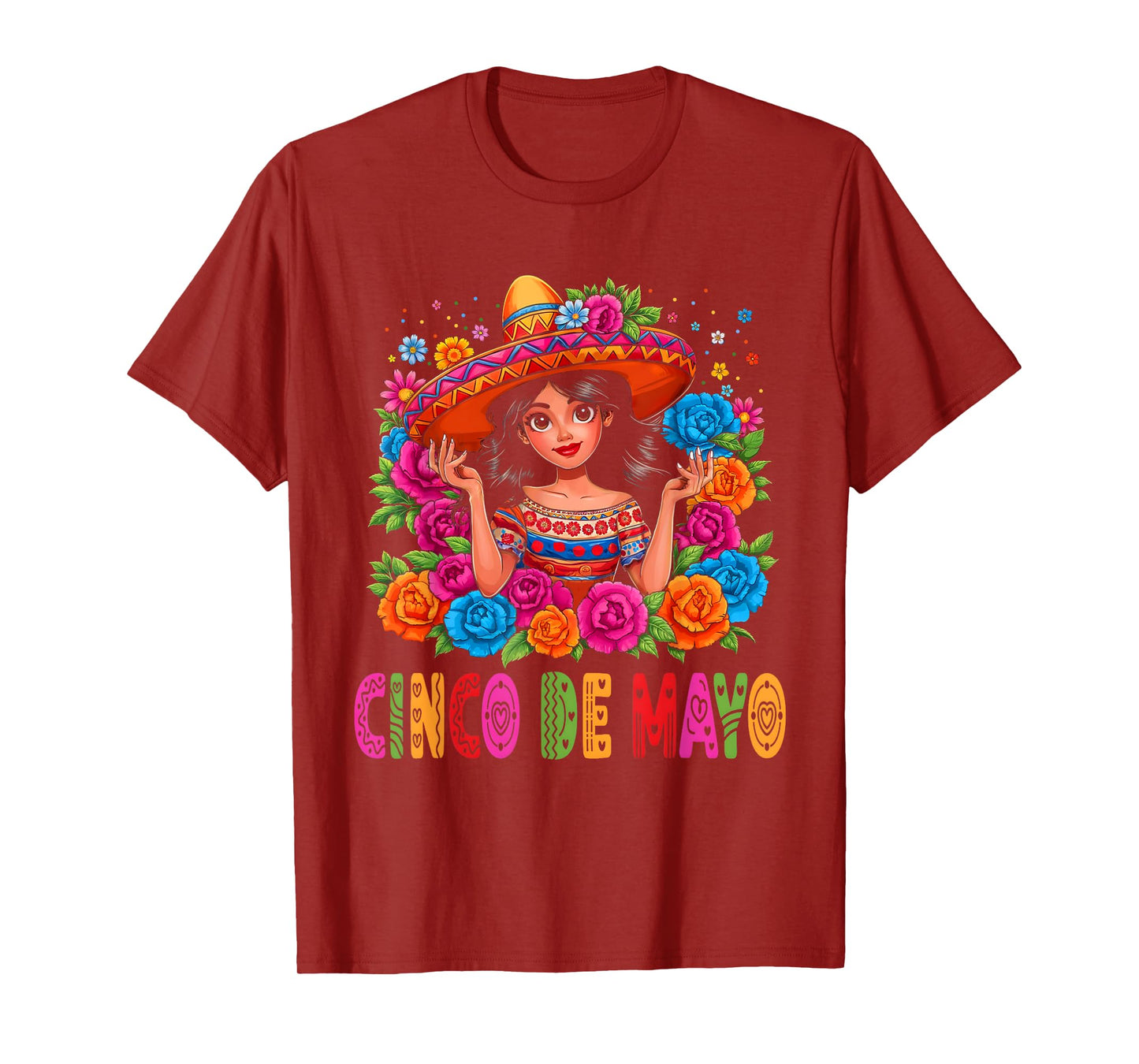 Mexican Poncho Sombrero Cinco de Mayo Girl Mexican Fiesta T-Shirt