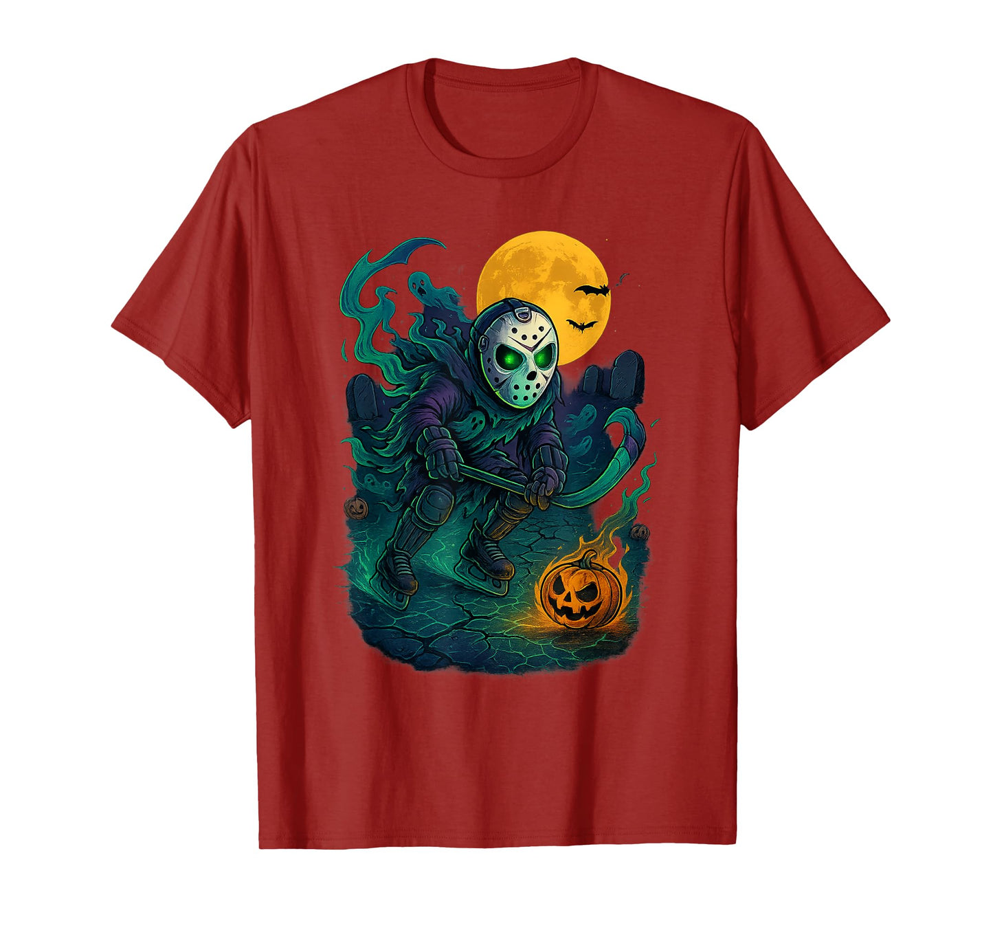 Skeleton Ice Hockey Halloween Sport Costume Men Boys Kids T-Shirt