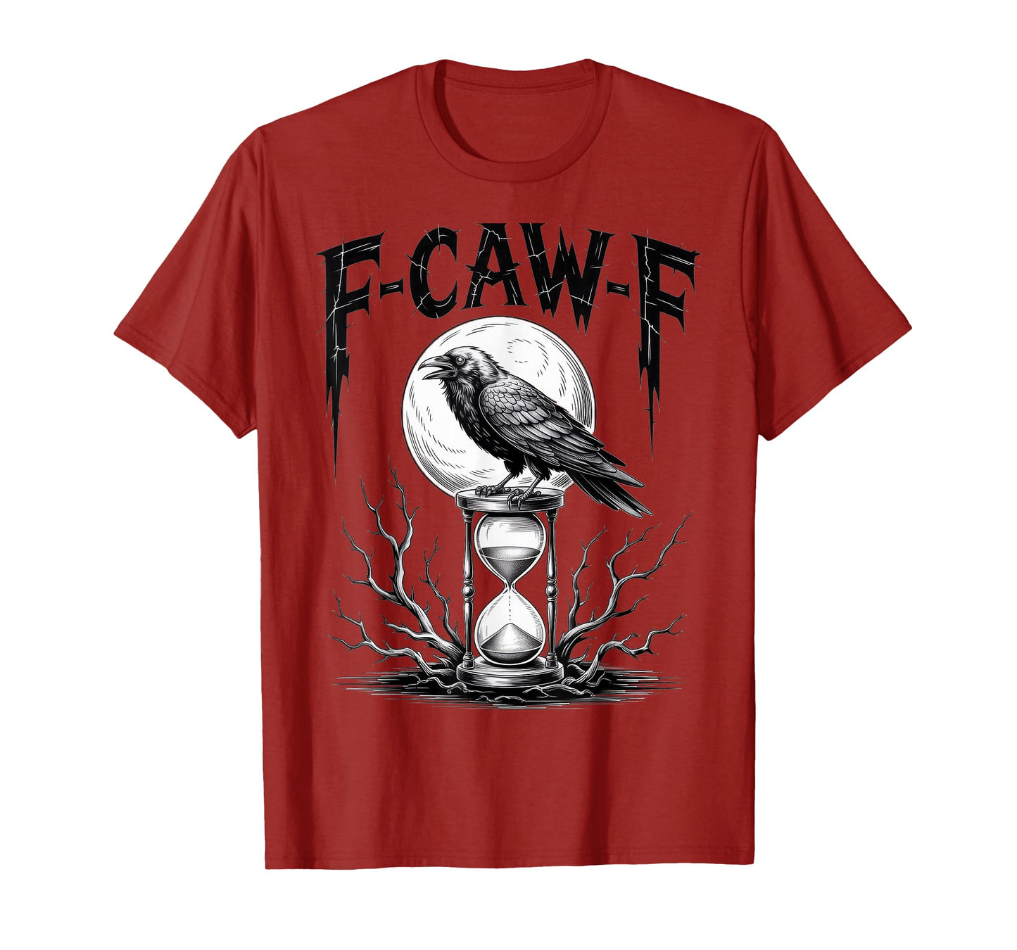 Dark Gothic F-Caw-F Black Crow Moon Spooky Halloween T-Shirt