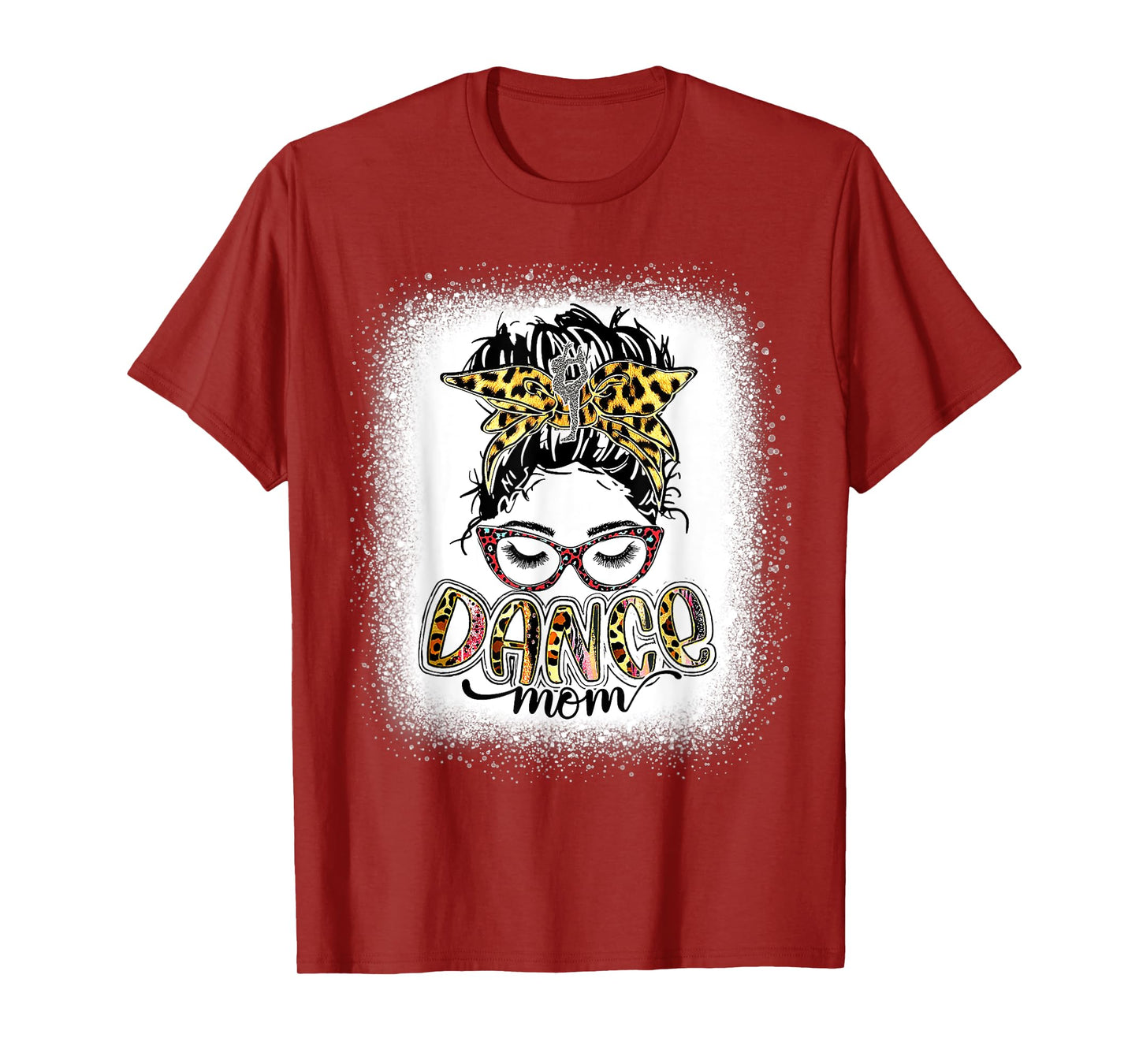 Dance Mom Leopard Messy Bun Bleached Women Mother's Day T-Shirt