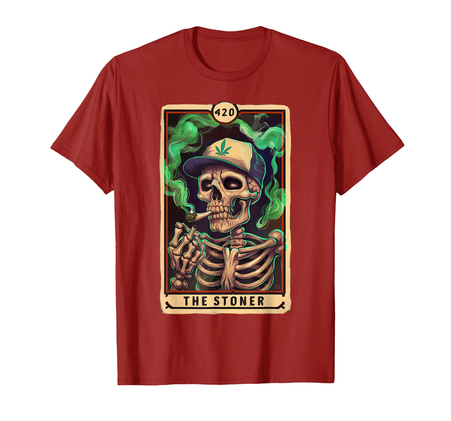 Tarot Card The Stoner Skeleton Cannabis 420 Halloween T-Shirt