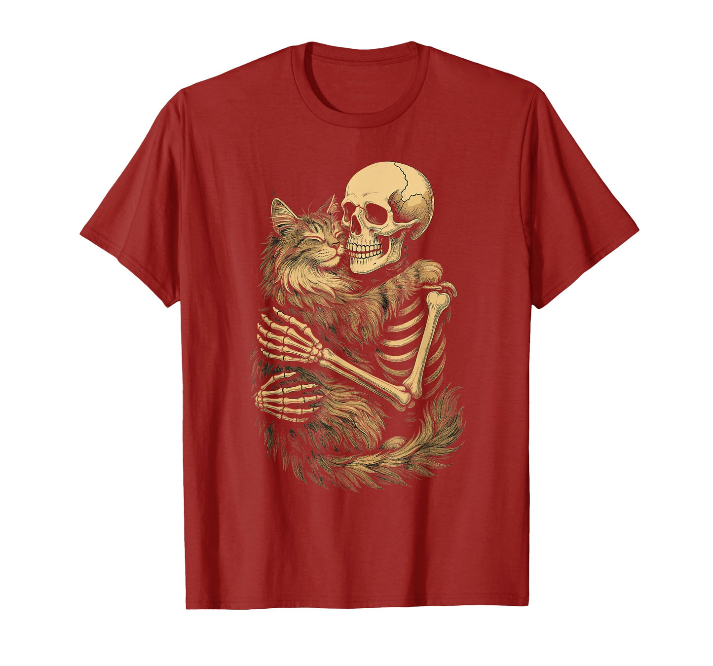 Skeleton Hugging Norwegian Forest Cat T-Shirt