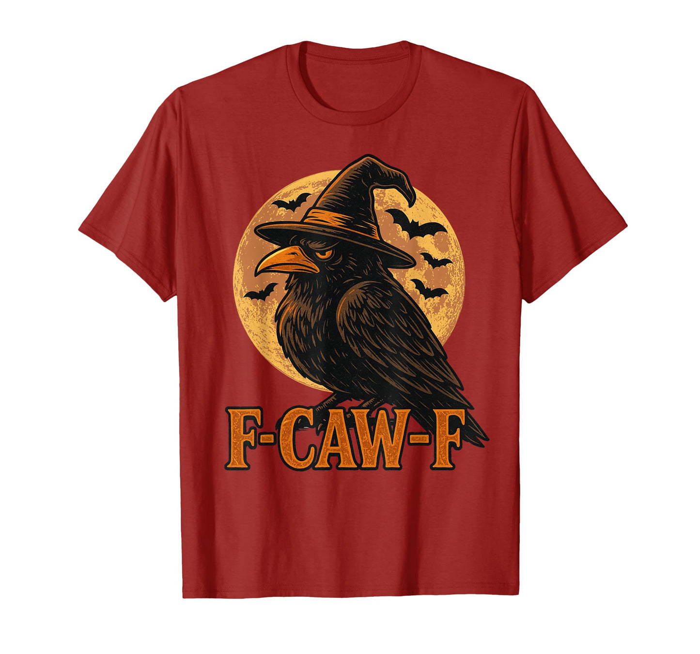 Gothic Black Crow F-Caw-F Raven Skull Moon Halloween T-Shirt