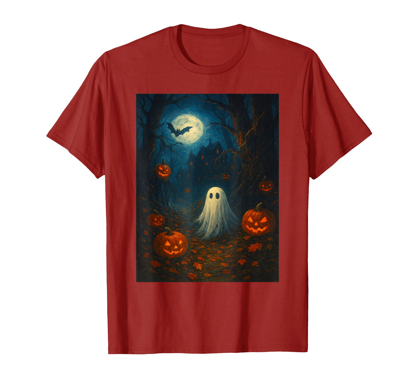 Vintage Floral Ghost Halloween Ghost in The Forest Gothic T-Shirt