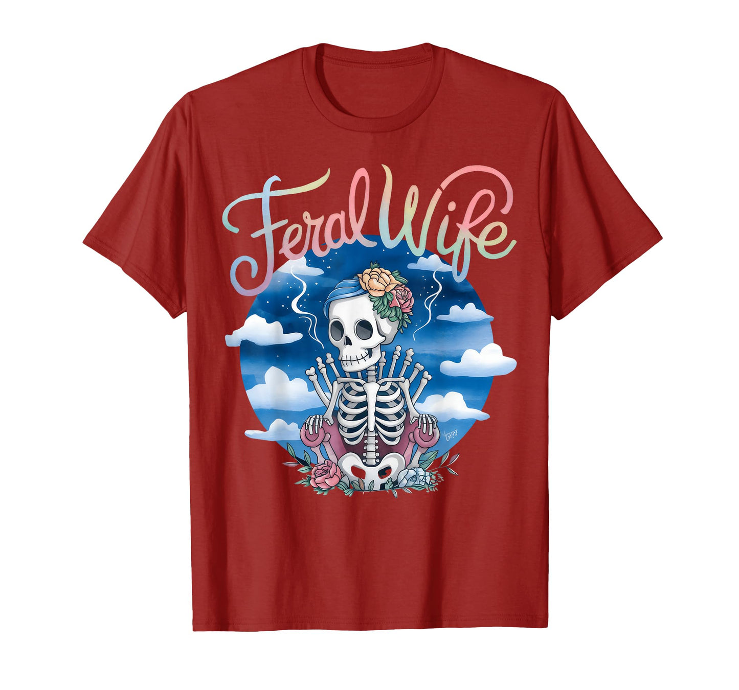 Feral Wife Skeleton Floral Aesthetic Gothic Feminine T-Shirt
