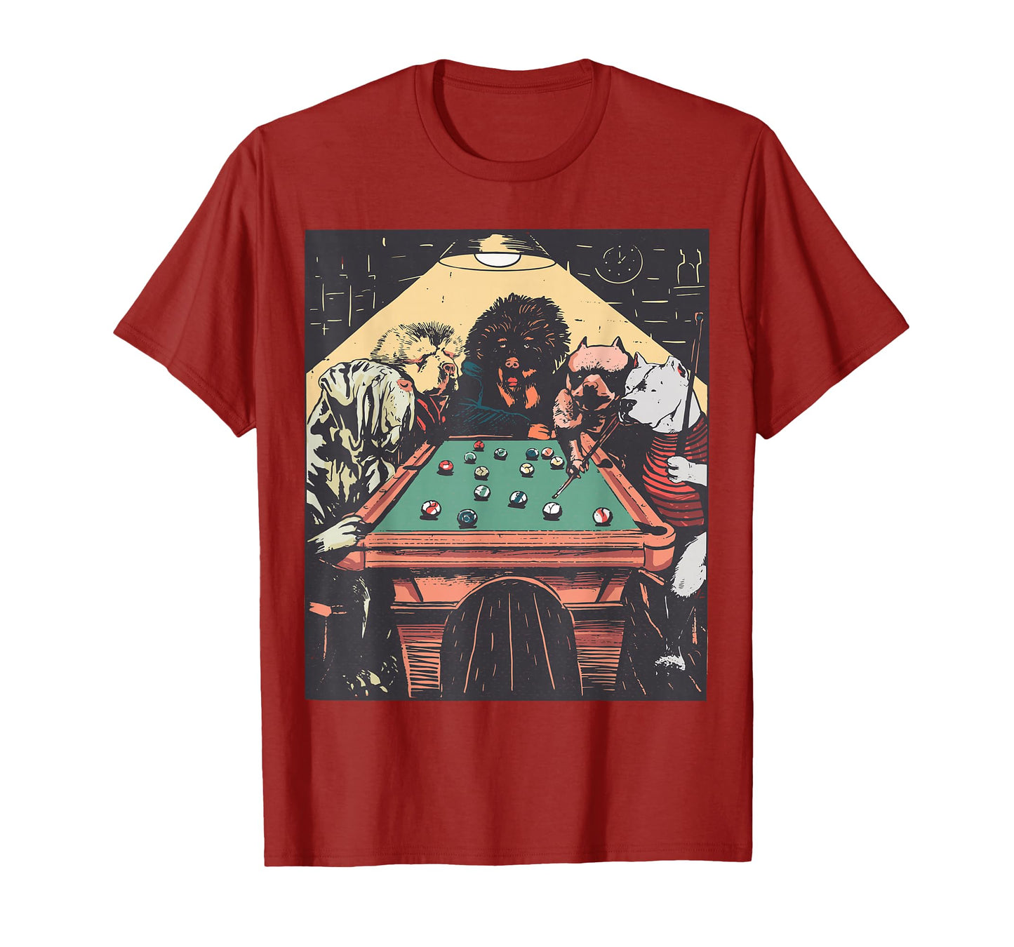 GAME NIGHT TIME DOGS ON BILLIARDS POOL TABLE SHOOTING 8 BALL T-Shirt
