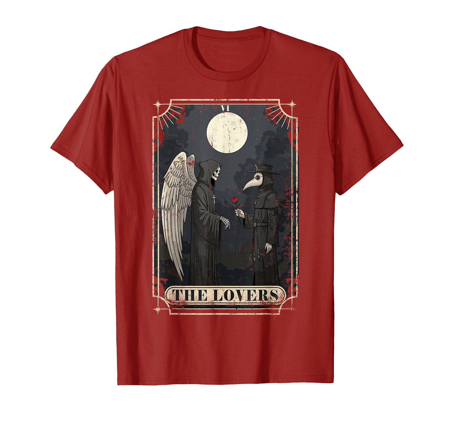 The Lovers Tarot Card Plague Doctor Astrology Goth Halloween T-Shirt