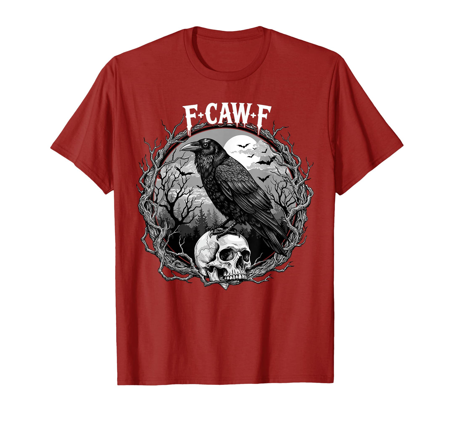 Black Crow, F-Caw-F Funny Black Bird Moon Gothic Adult Humor T-Shirt