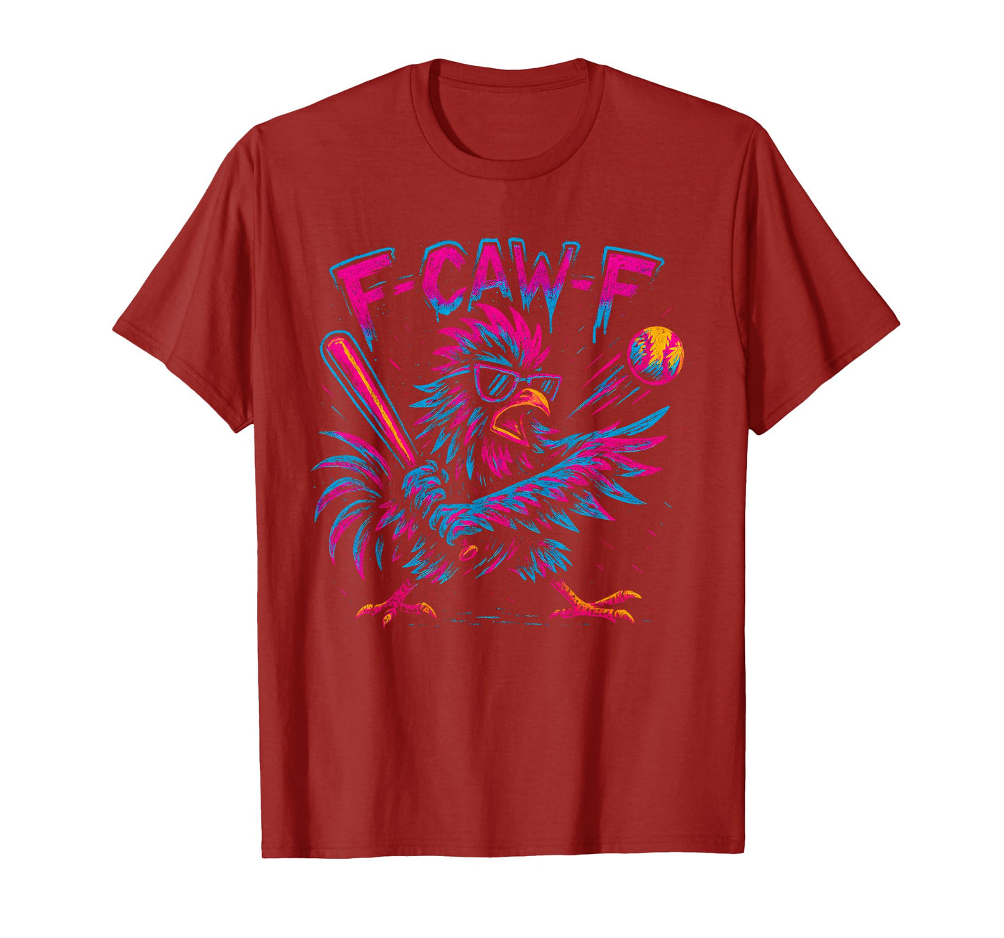 Baseball F Caw F Rooster Funny F Awk F Chicken F-Caw-F Chick T-Shirt